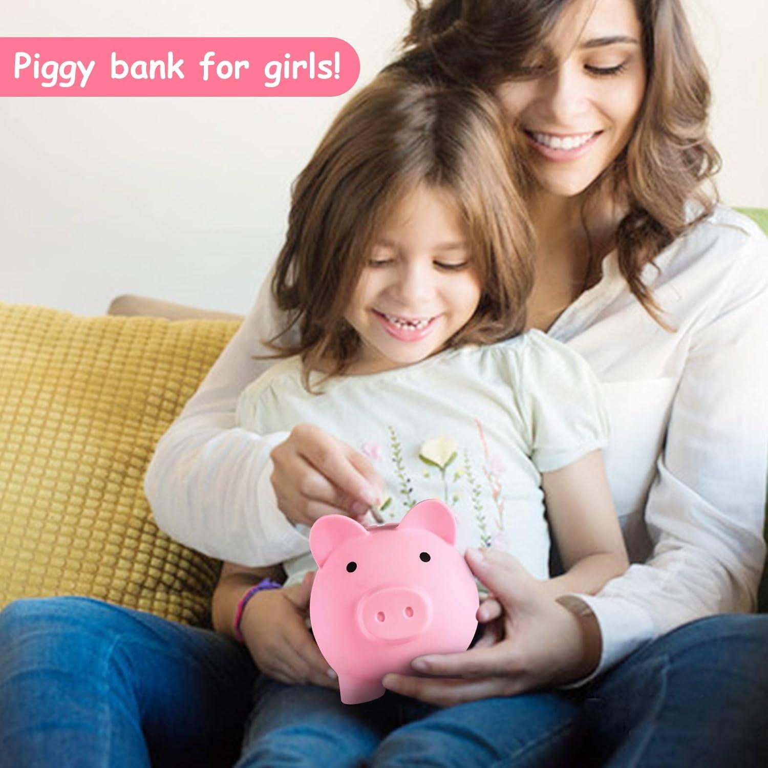 Pink Medium Unbreakable Plastic Piggy Bank for Kids