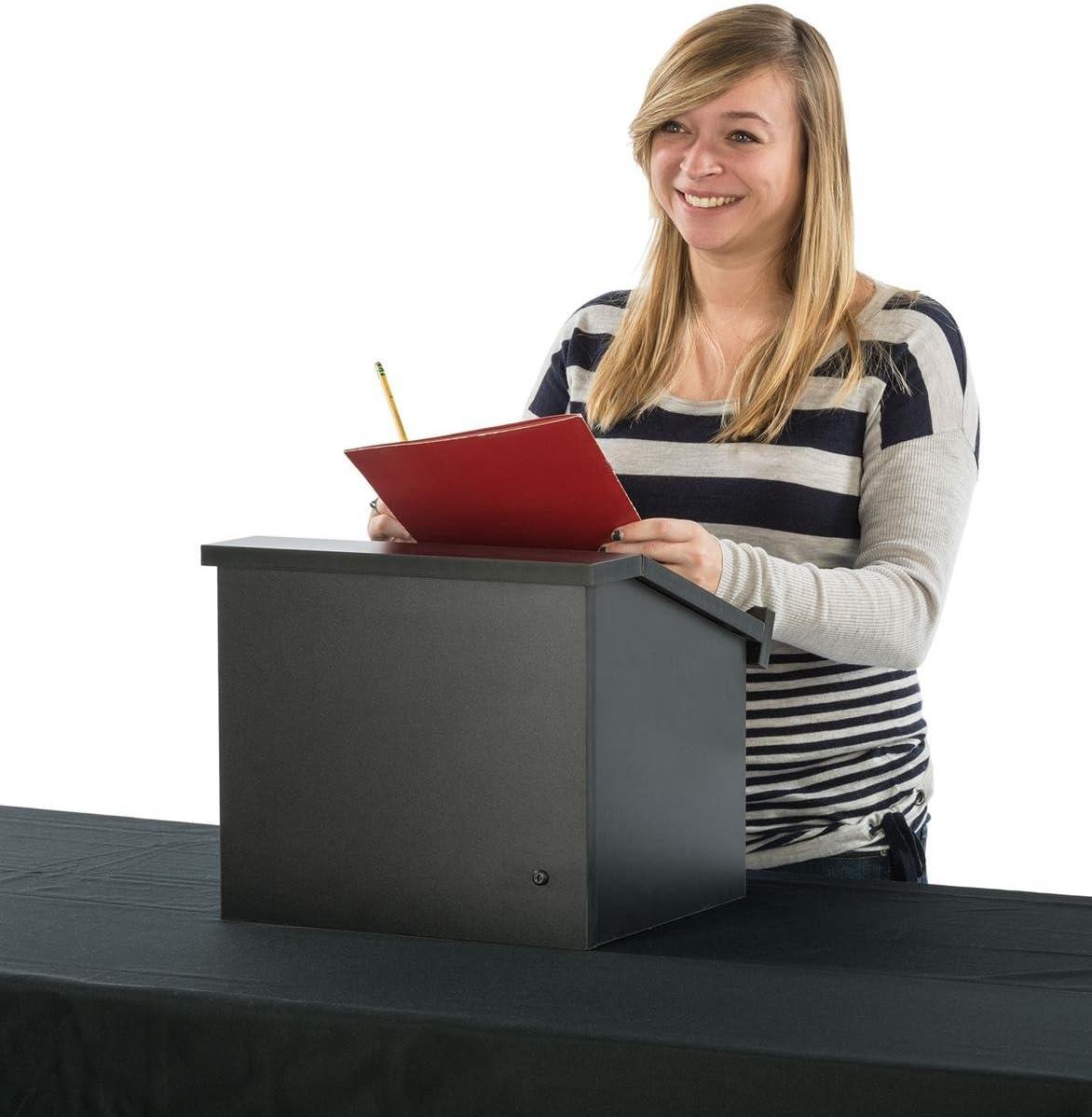 12.6"H Tabletop Portable Podium, Folding, Angled Surface with Lip, Hollow Storage Area (Black) (LCTFLDNGOB)