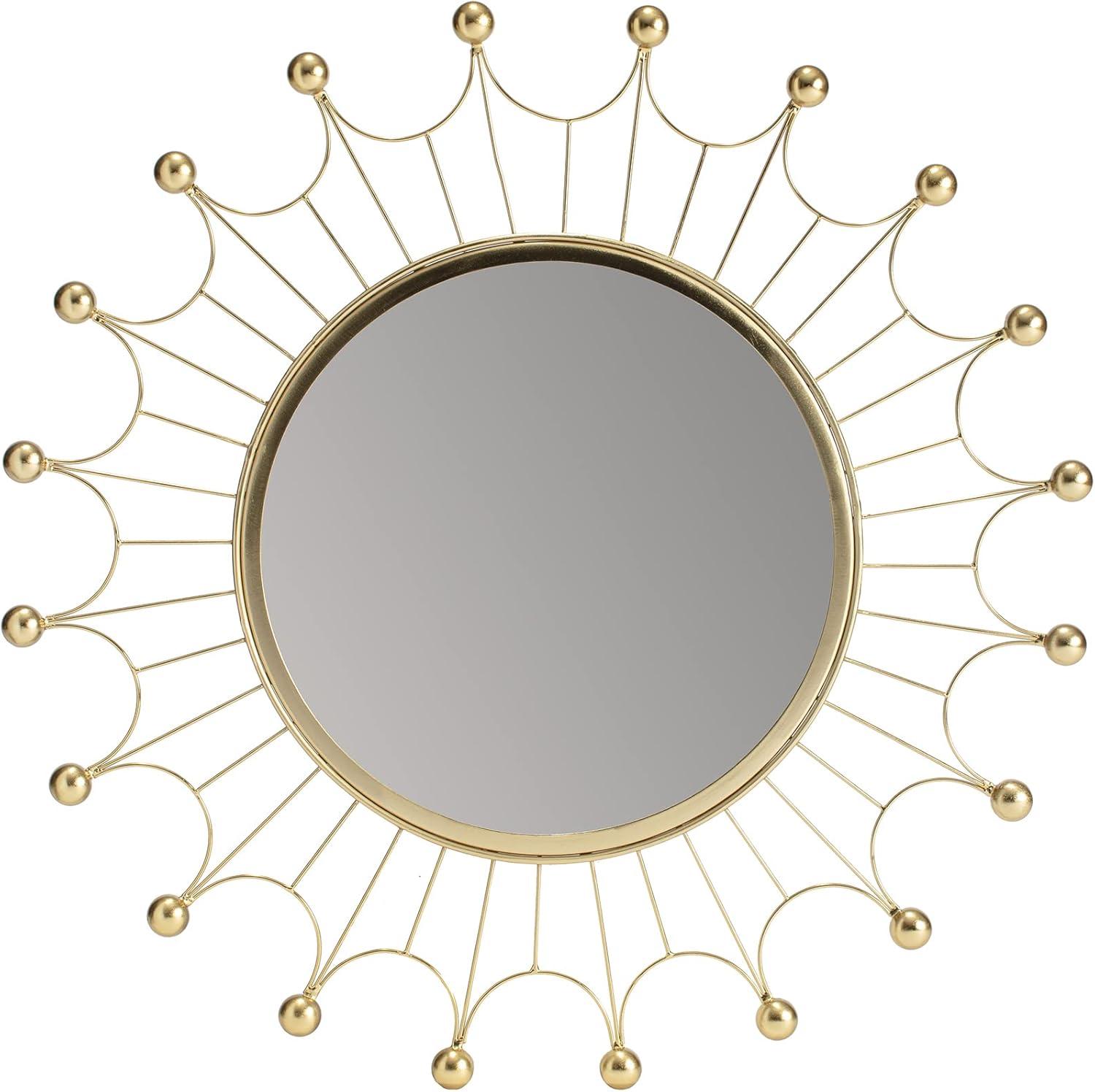 25" Round Frameless Gold Bulb Accent Wall Mirror