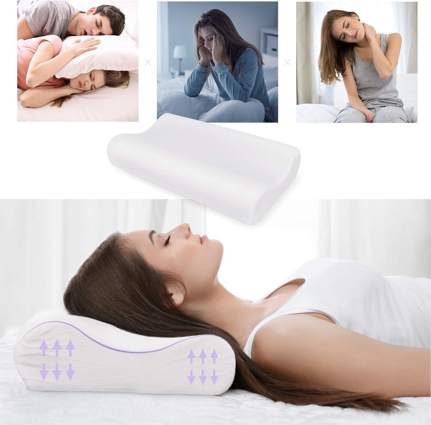 Queen Size White Memory Foam Neck Pillow with Removable Cover