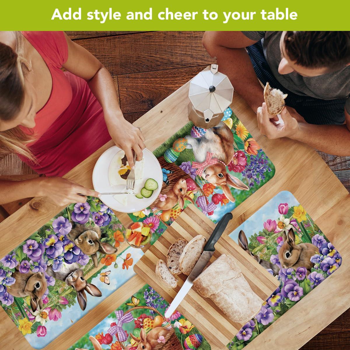 Briarwood Lane Spring Easter Double Sided Placemat (4-pack) 17x11.25 Bunnies and Basket For Easter Placemat