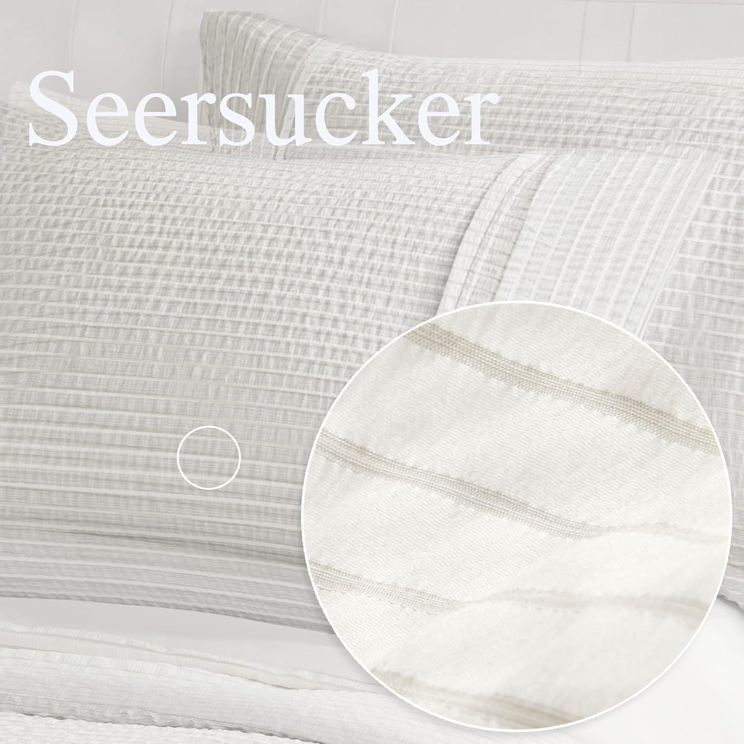 Beautyrest Apollo 3 Piece Striped Seersucker Oversized Comforter Set