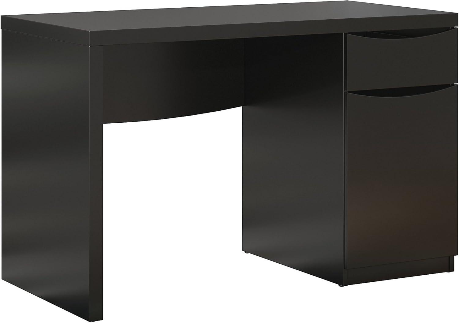 Transitional Black Home Office Desk with Drawer and Filing Cabinet