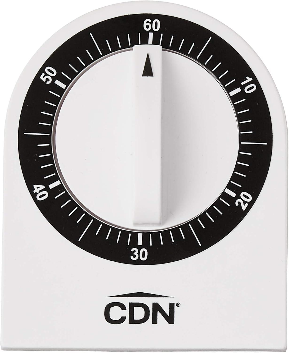 CDN 60-Minute Mechanical Cooking Timer, 2 1/2", White