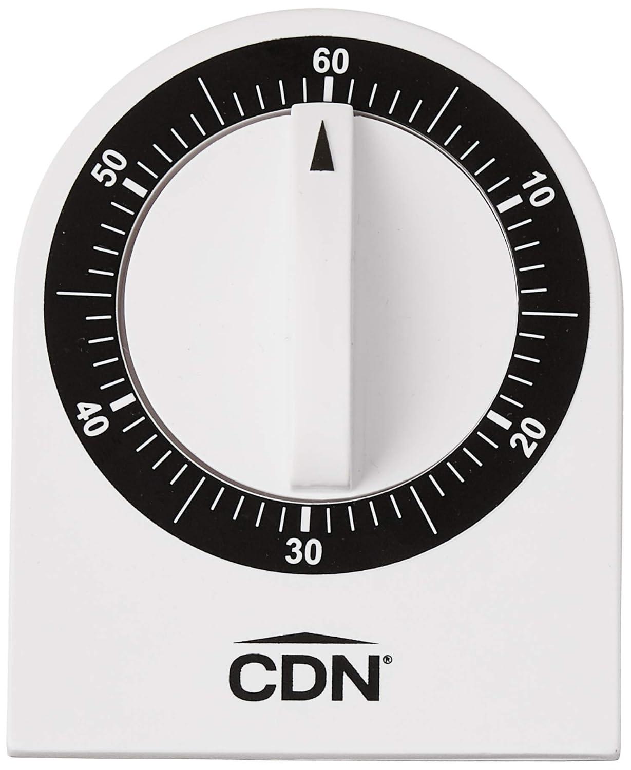 CDN 60-Minute Mechanical Cooking Timer, 2 1/2", White