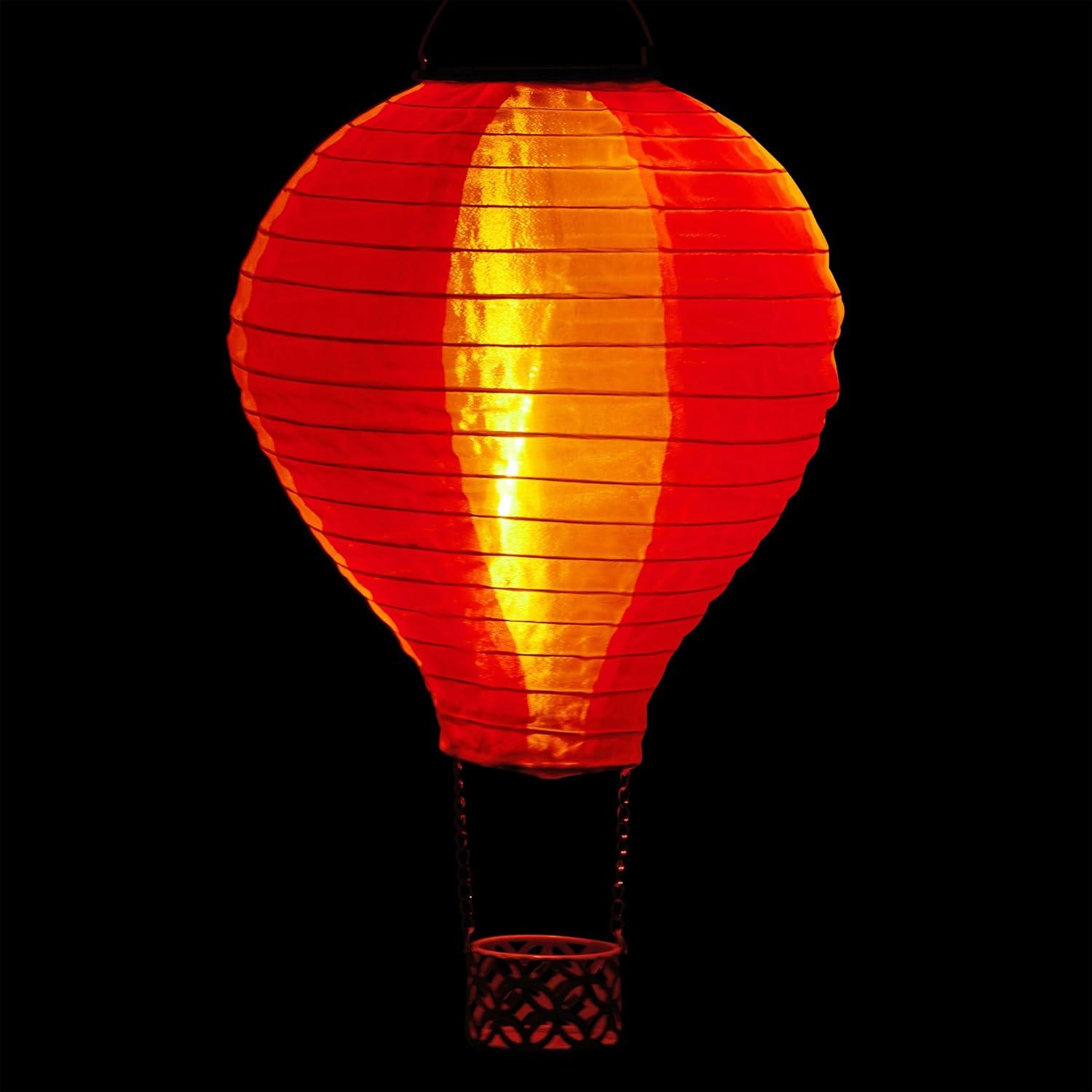 13"H Solar Hot Air Balloon with Flame LED Lights