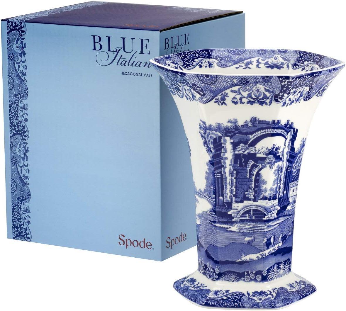Spode Spode Blue Italian Hexagonal Vase 10.5"