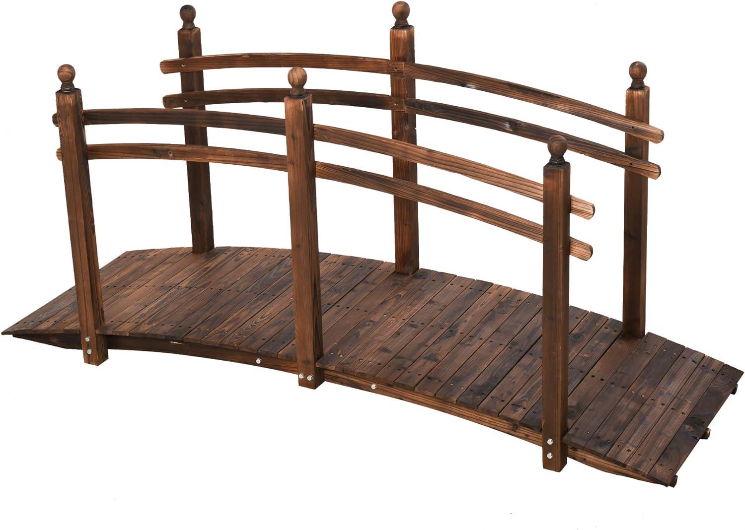 Outsunny 7.5' Rustic Fir Wood Garden Bridge with Railings