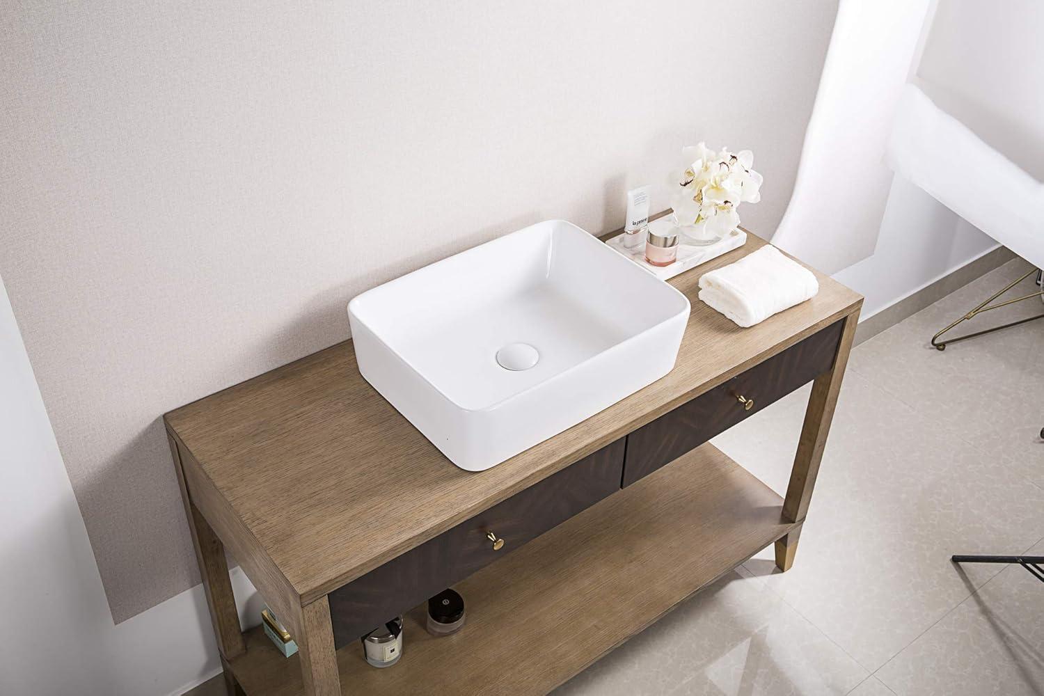 Ruvati 19 x 14 inch Bathroom Vessel Sink White Rectangular Above Vanity Counter Porcelain Ceramic