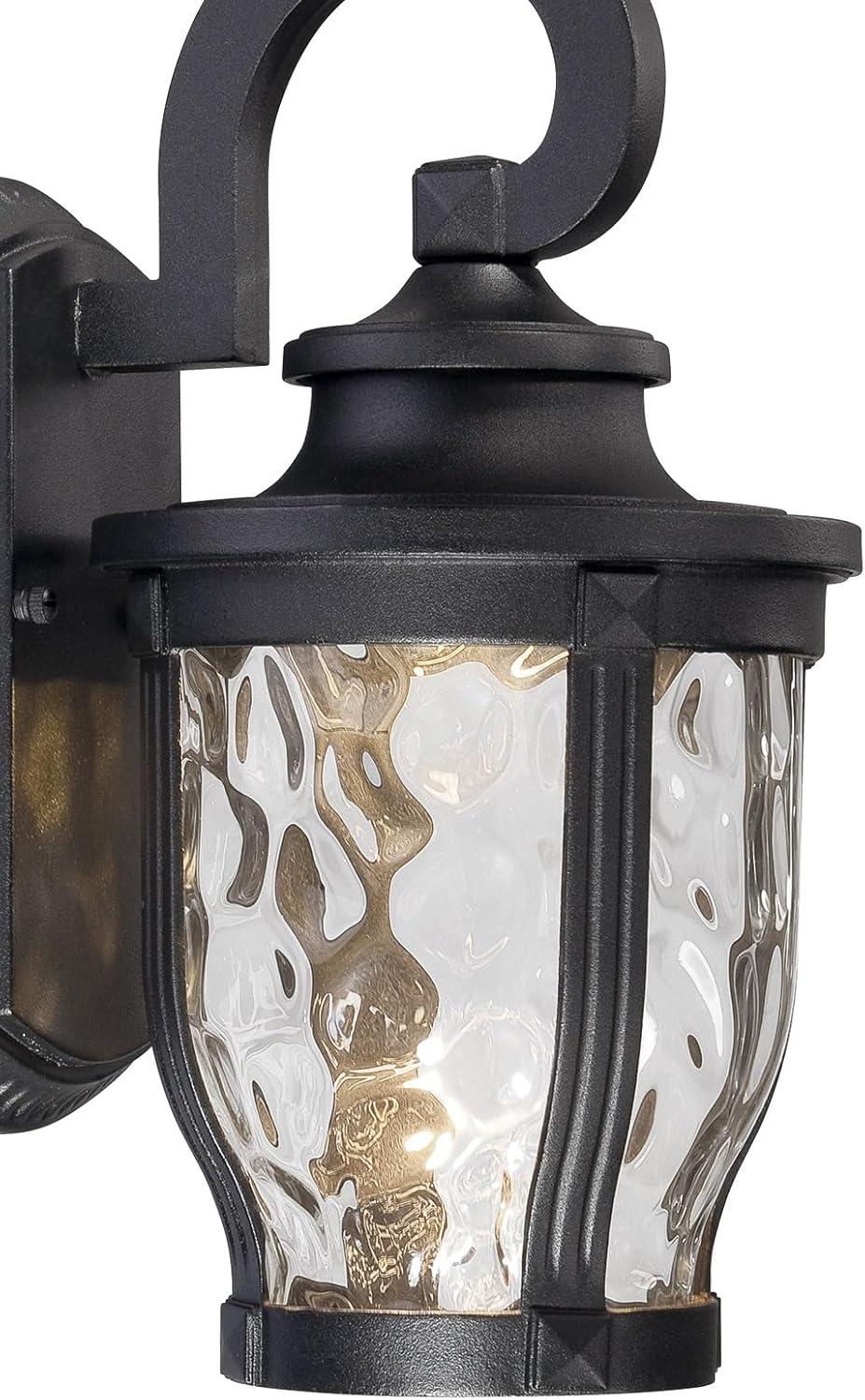 Minka Lavery Rustic Outdoor Wall Light Fixture Black LED 12 1/4" Clear Hammered Glass for Post Exterior Barn Deck Porch Yard Patio
