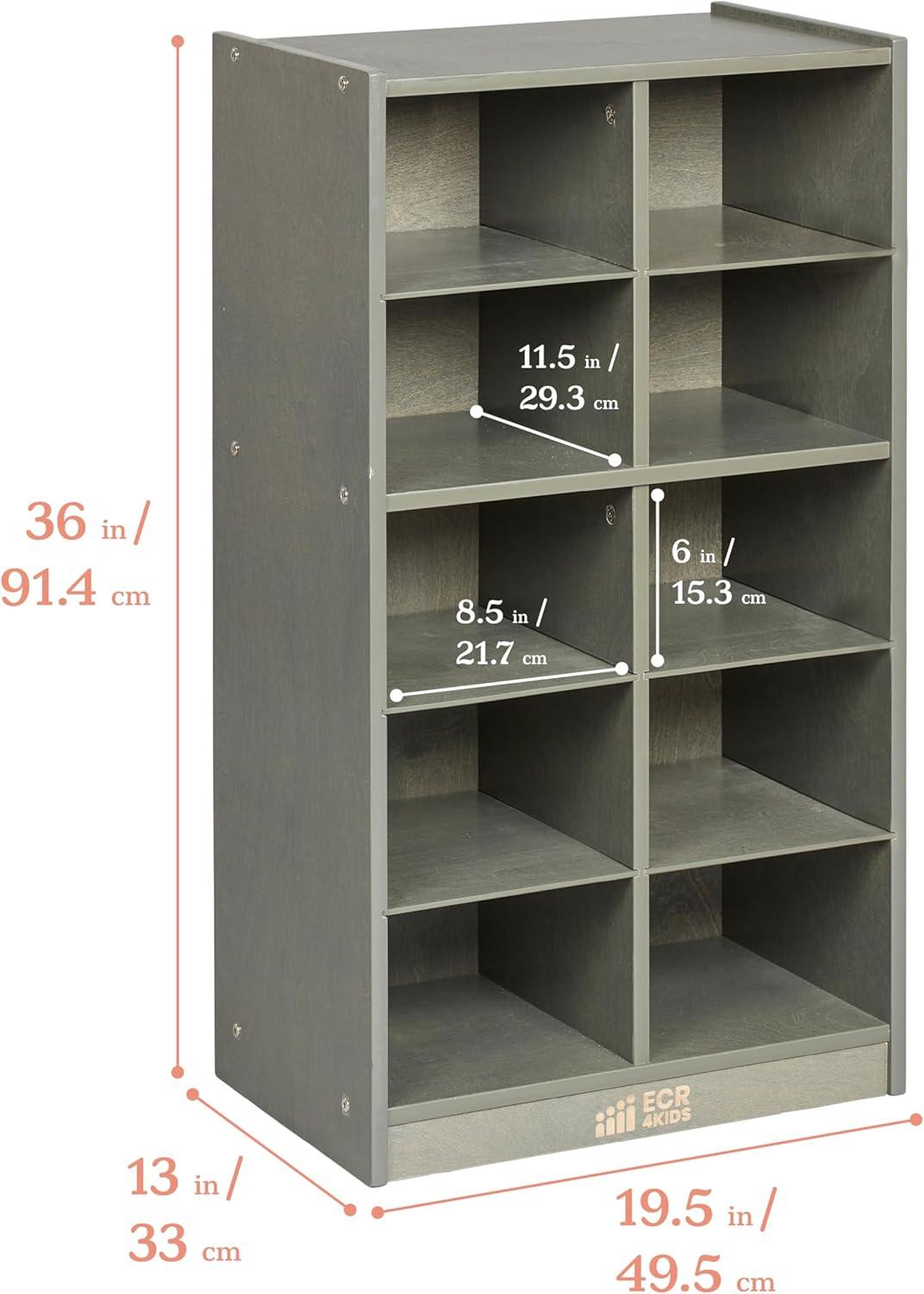 ECR4Kids 10 Cubby Mobile Tray Storage Cabinet, 5x2, Classroom Furniture