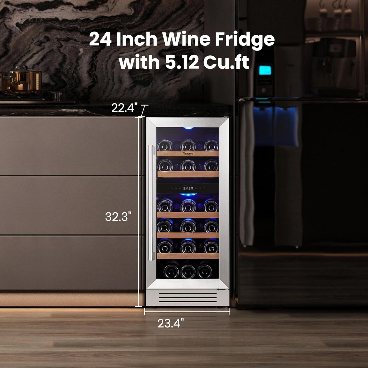 Yeego Yeego 28 Bottles 15" Dual Zone Wine Cooler Under Counter Compressor Wine Refrigerator