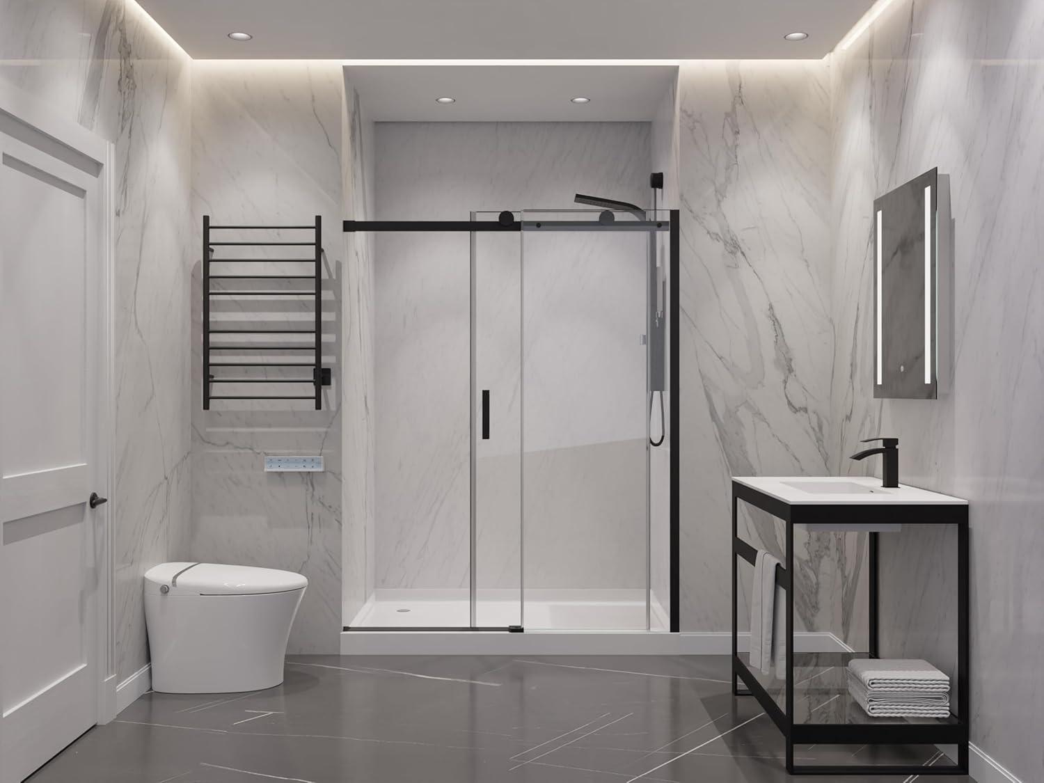 Rhodes 60" W x 76" H Single Sliding Frameless Shower Door