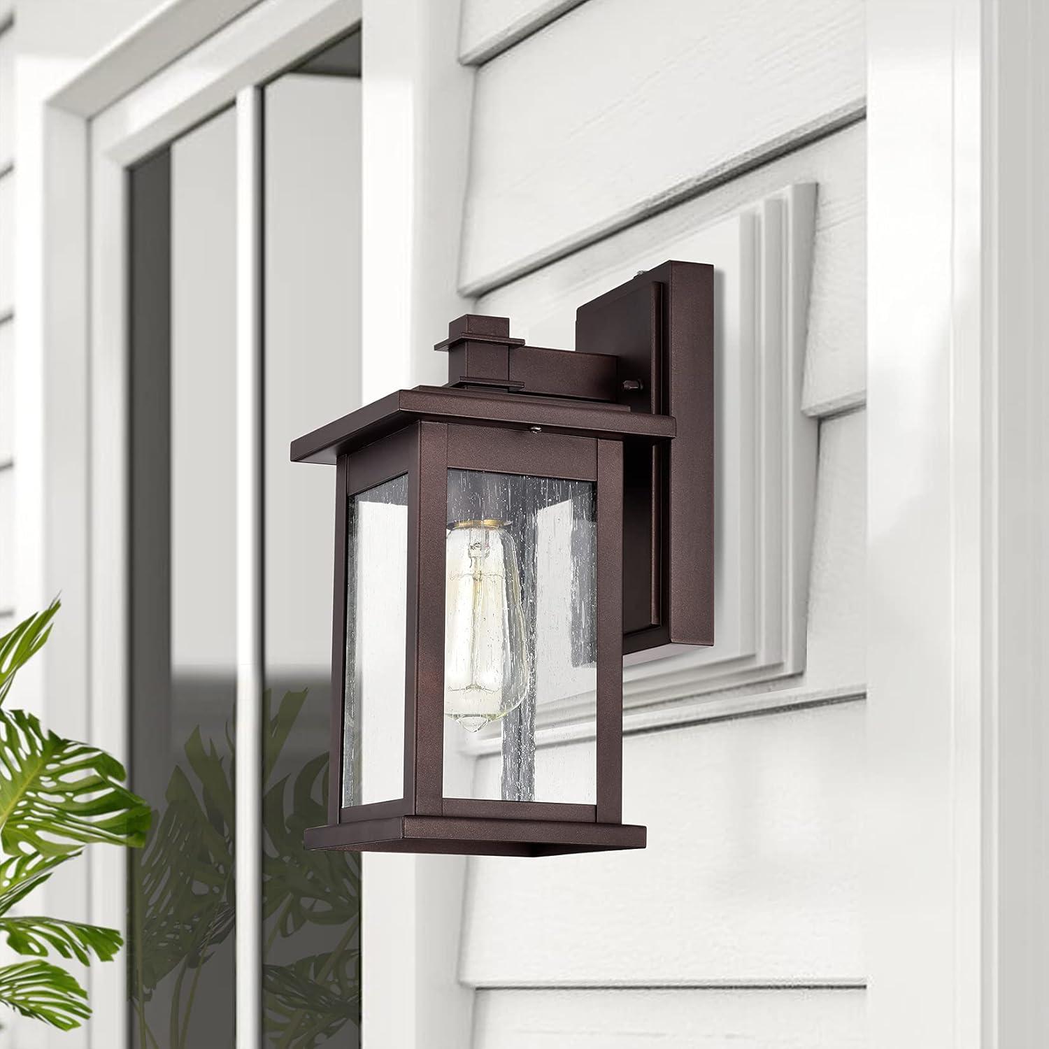 Dusk to Dawn 1 Light Outdoor Wall Lantern 12 Inch Oil Rubbed Bronze Bronze Oil Rubbed