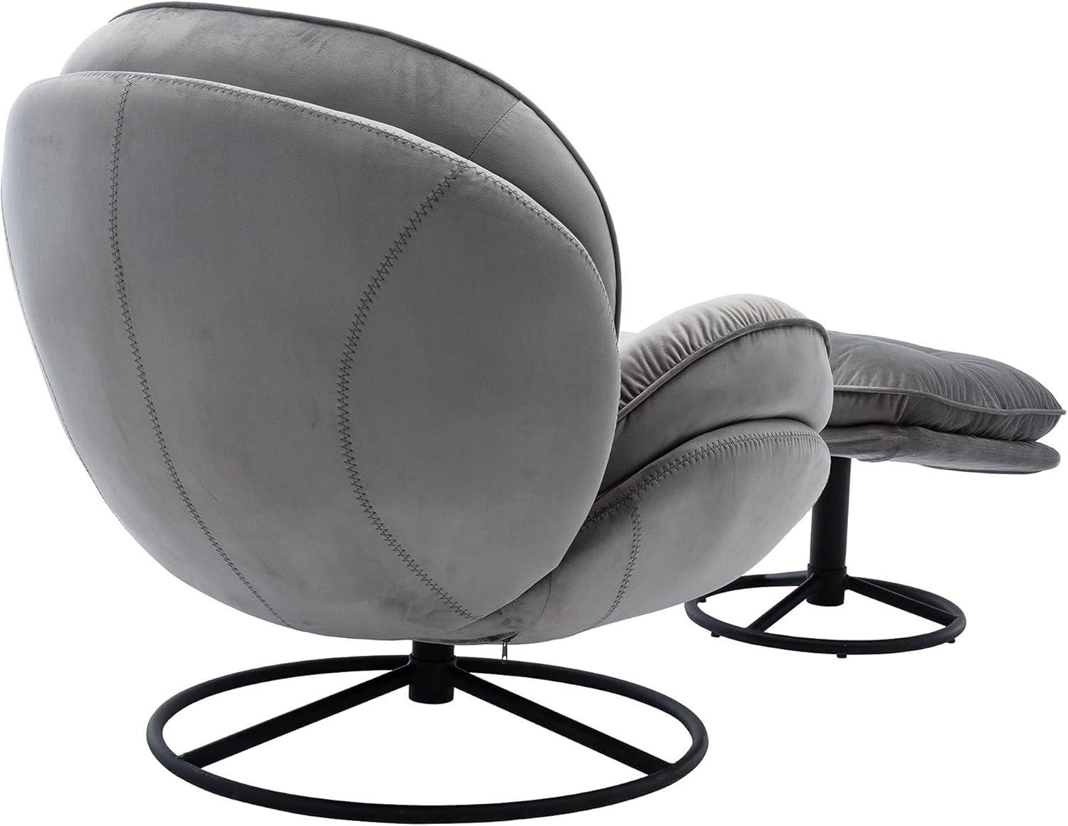 Velvet Swivel Accent Chair with Ottoman Set, Modern Lounge Chair with 360 Degree Swiveling Metal Base & Footrest, Comfy Single Sofa Chair for Living Room Bedroom, Reading Room, Home Office, Gray