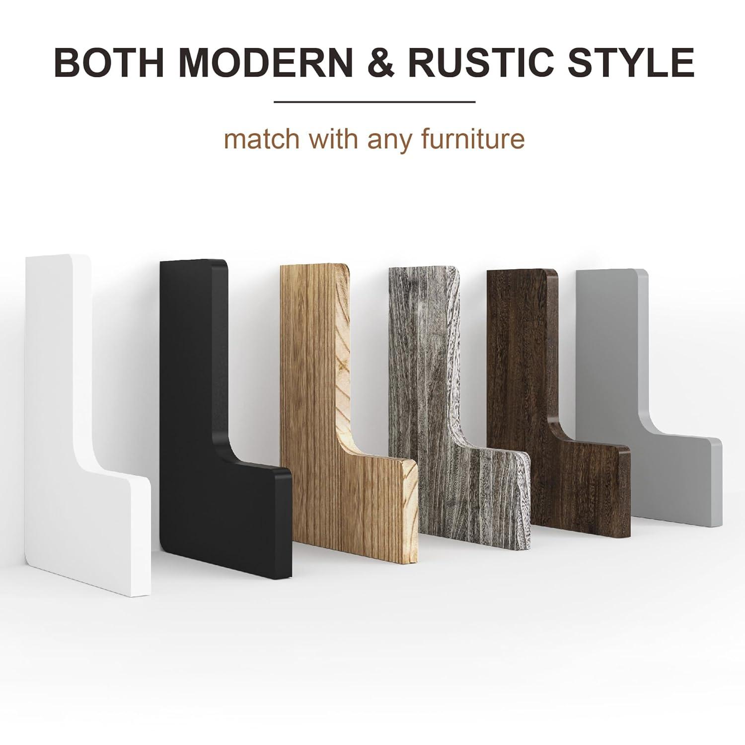 Homode Corner Floating Shelves, Corner Shelves Wall Mounted with Cord Hole, Set of 3 L Shape Wood Wall Storage Shelves for Living Room Bedroom Bathroom Kitchen, Rustic Brown