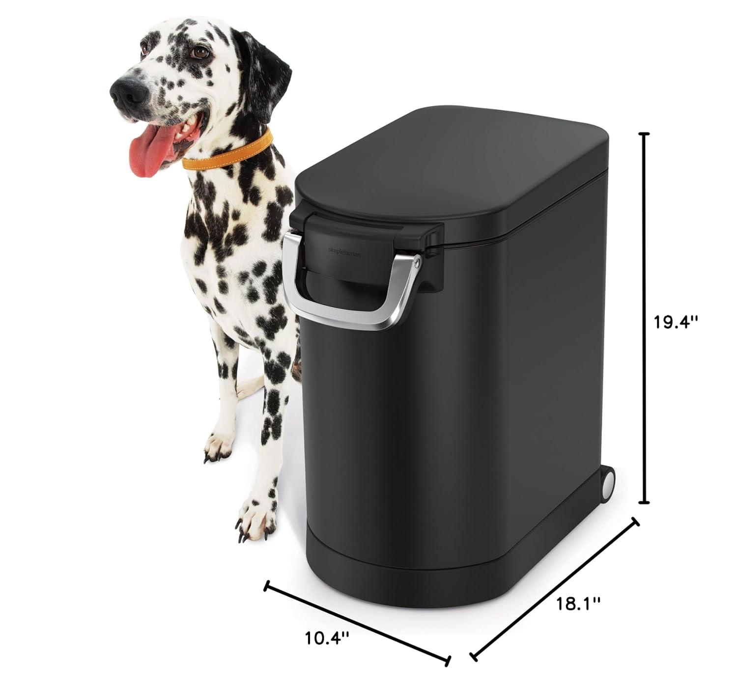 simplehuman Pet Food Storage Container Stainless Steel for Dog Food, Cat Food, and Bird Feed