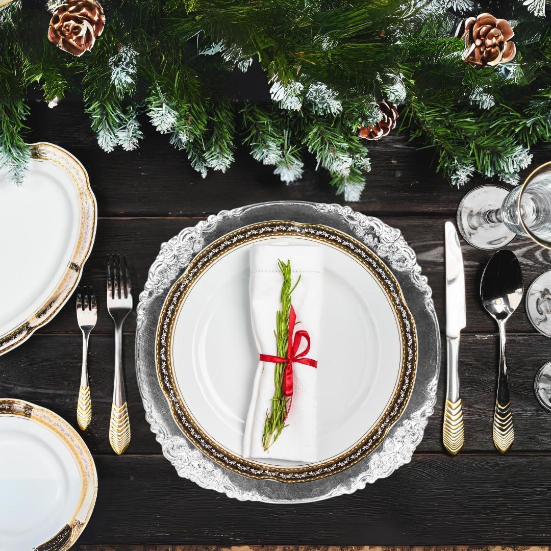 DIY Wedding Koyal Wholesale Vintage Charger Plate, White (Pack of 4)