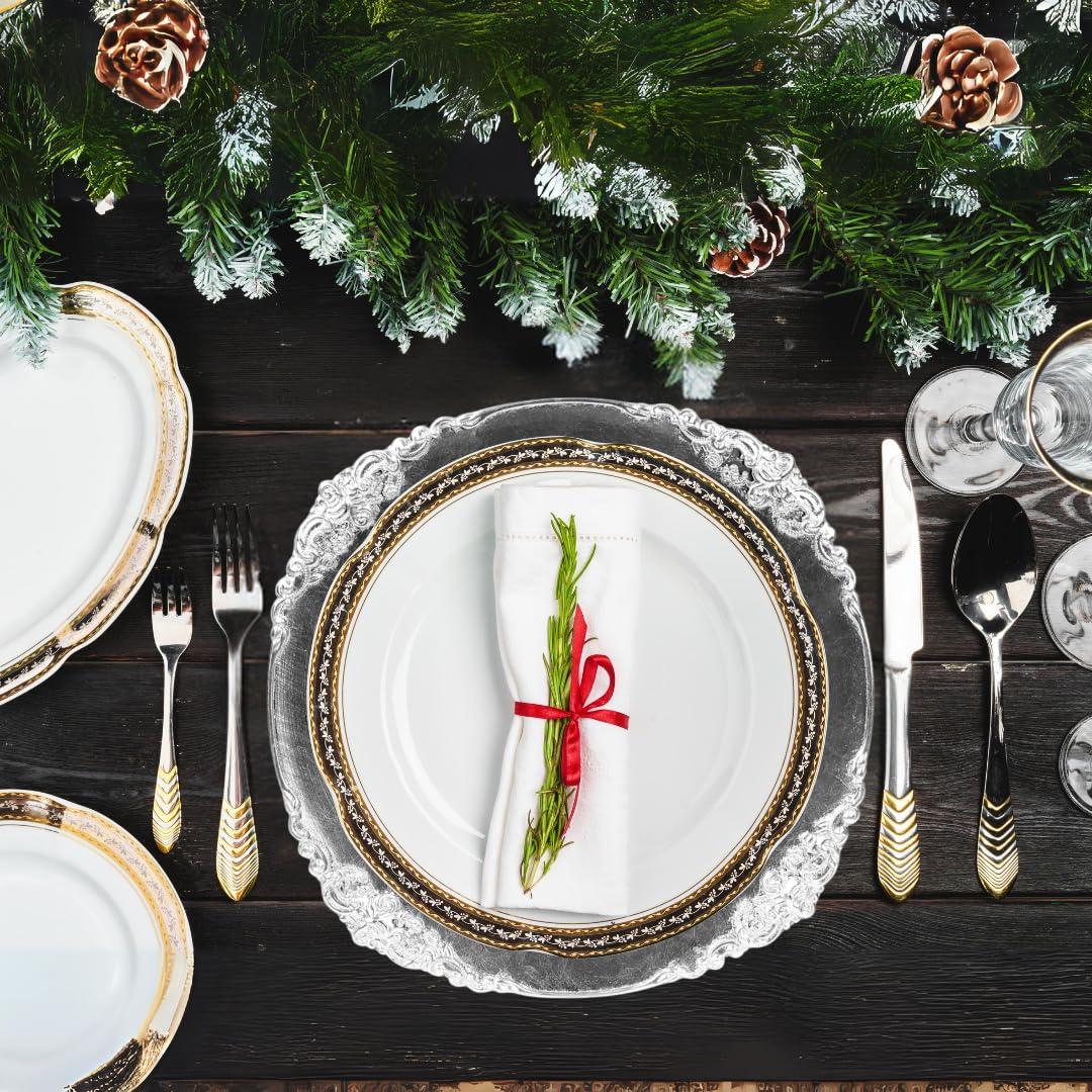 DIY Wedding Koyal Wholesale Vintage Charger Plate, White (Pack of 4)