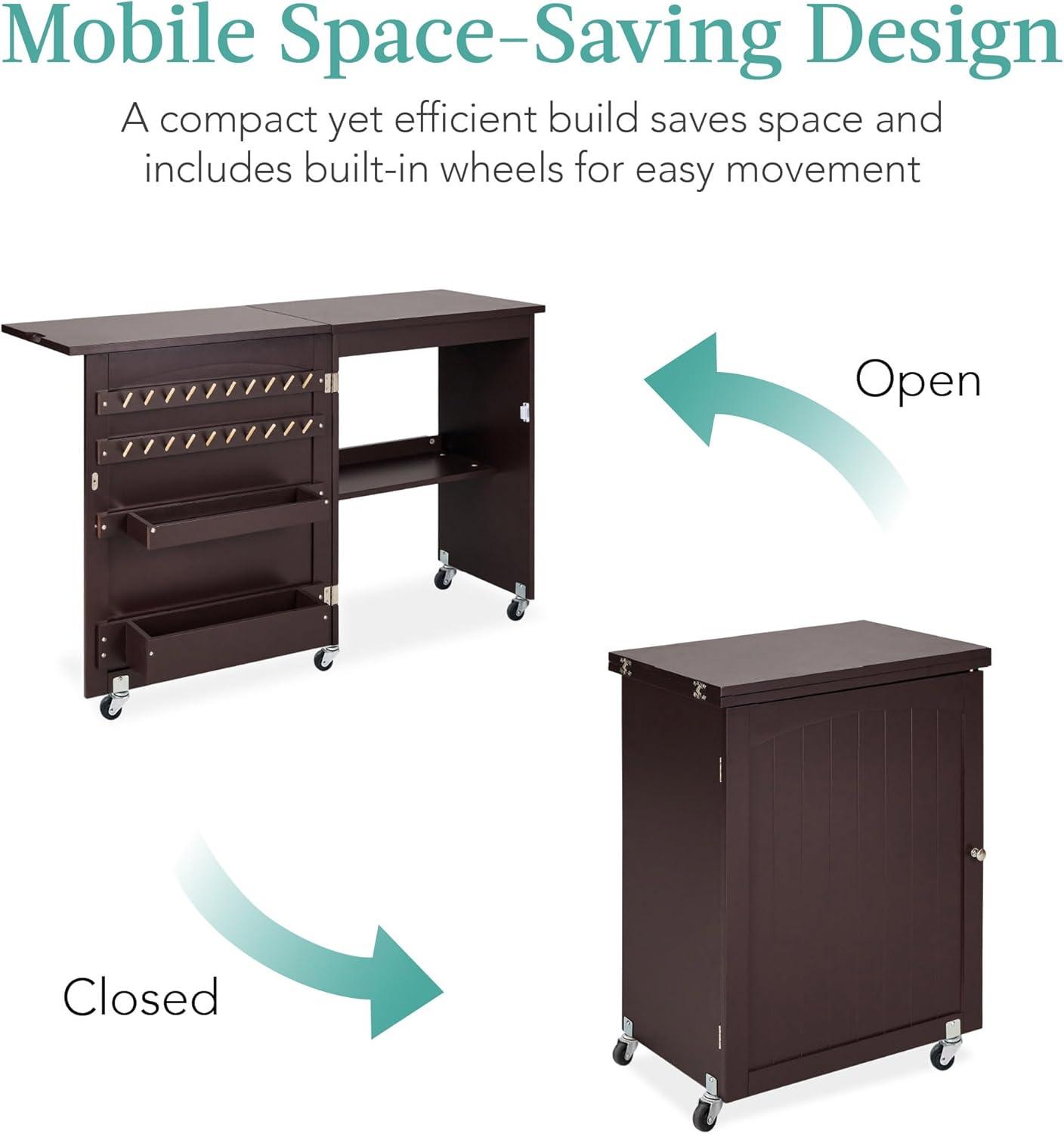 Best Choice Products 46'' x 16'' Sewing Table with Sewing Machine Platform and Wheels