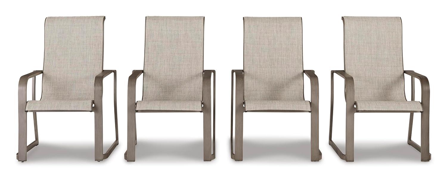 Signature Design by Ashley Beach Front Beige Sling Arm Chair - Set of 4