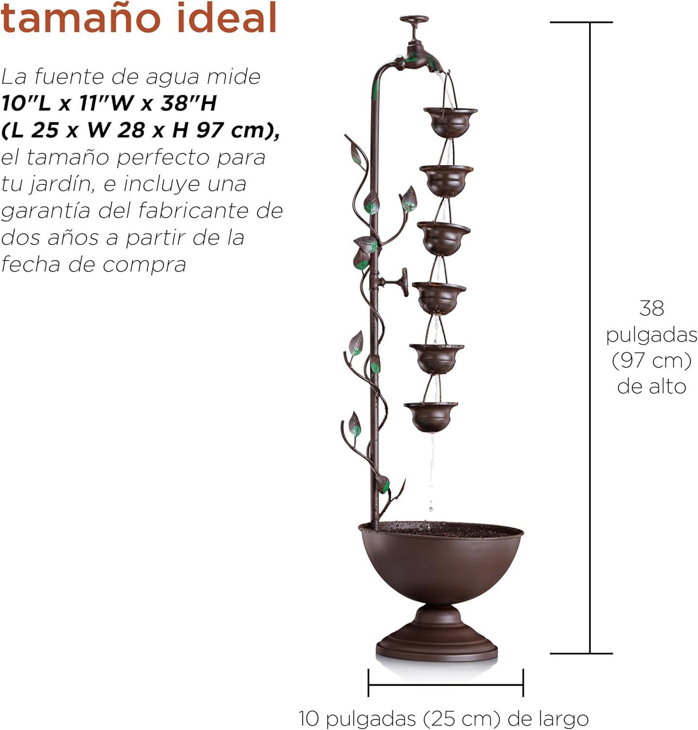 Bronze 6-Cup Tiered Outdoor Floor Fountain