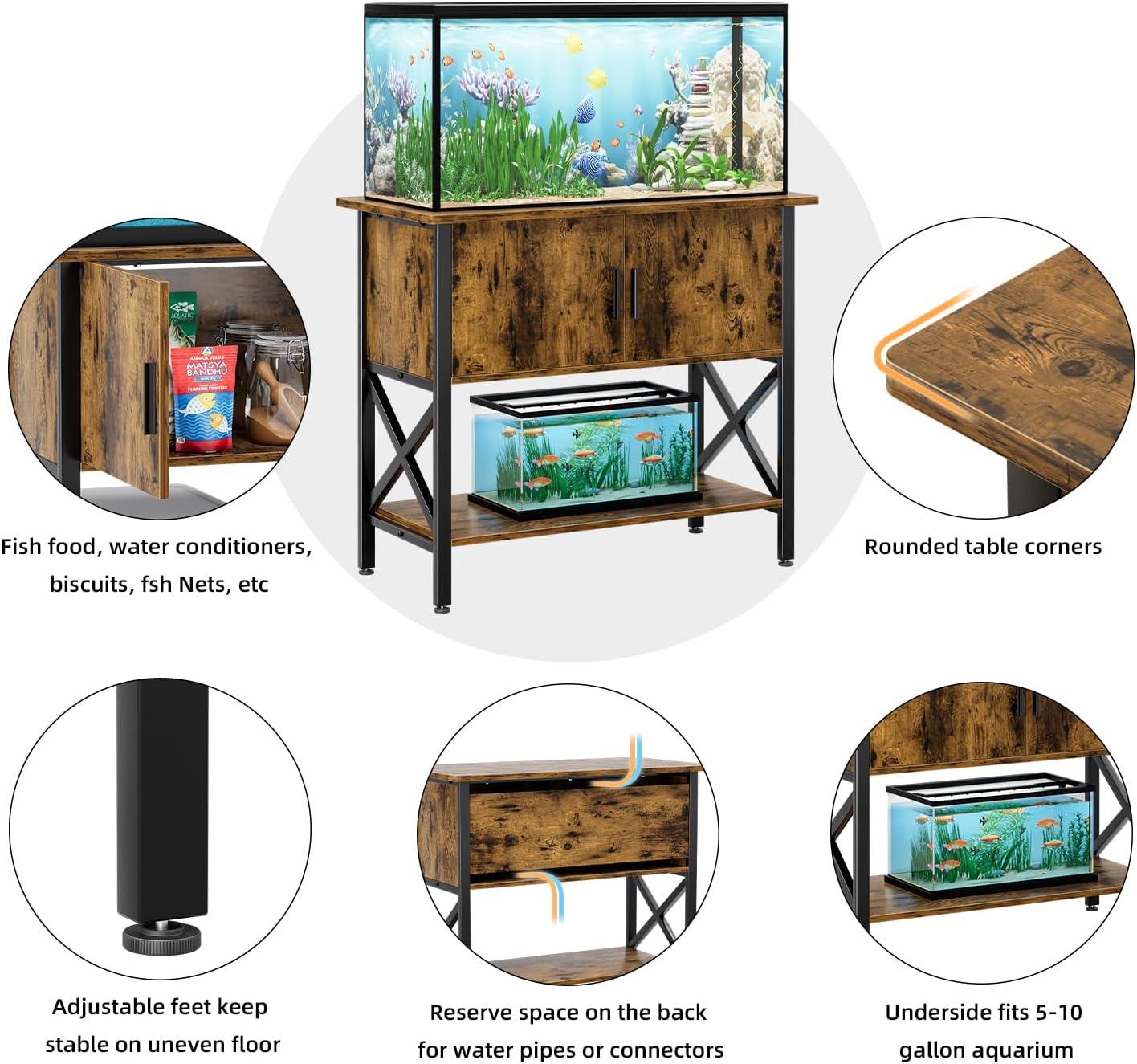 Tucker Murphy Pet™ Fish Tank Stand - 55-75 Gallon Wooden Aquarium Stand With Storage Cabinet For Fish Tank Accessories - 770 LBS Capacity, 51"X19.6"X35"H