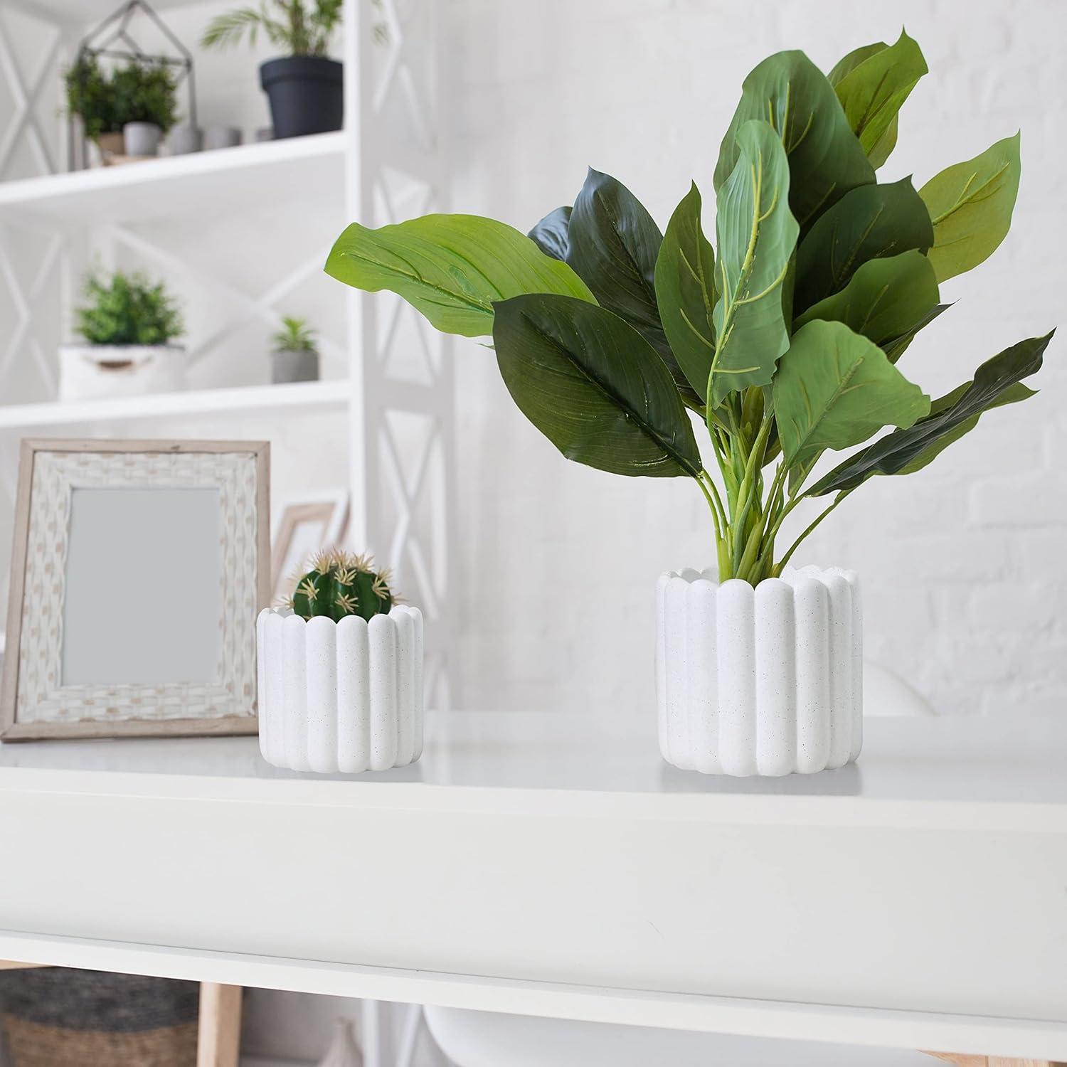 Olly & Rose Barcelona Ceramic Plant Pot Set 2 - Indoor & Outdoor Planters (Black)