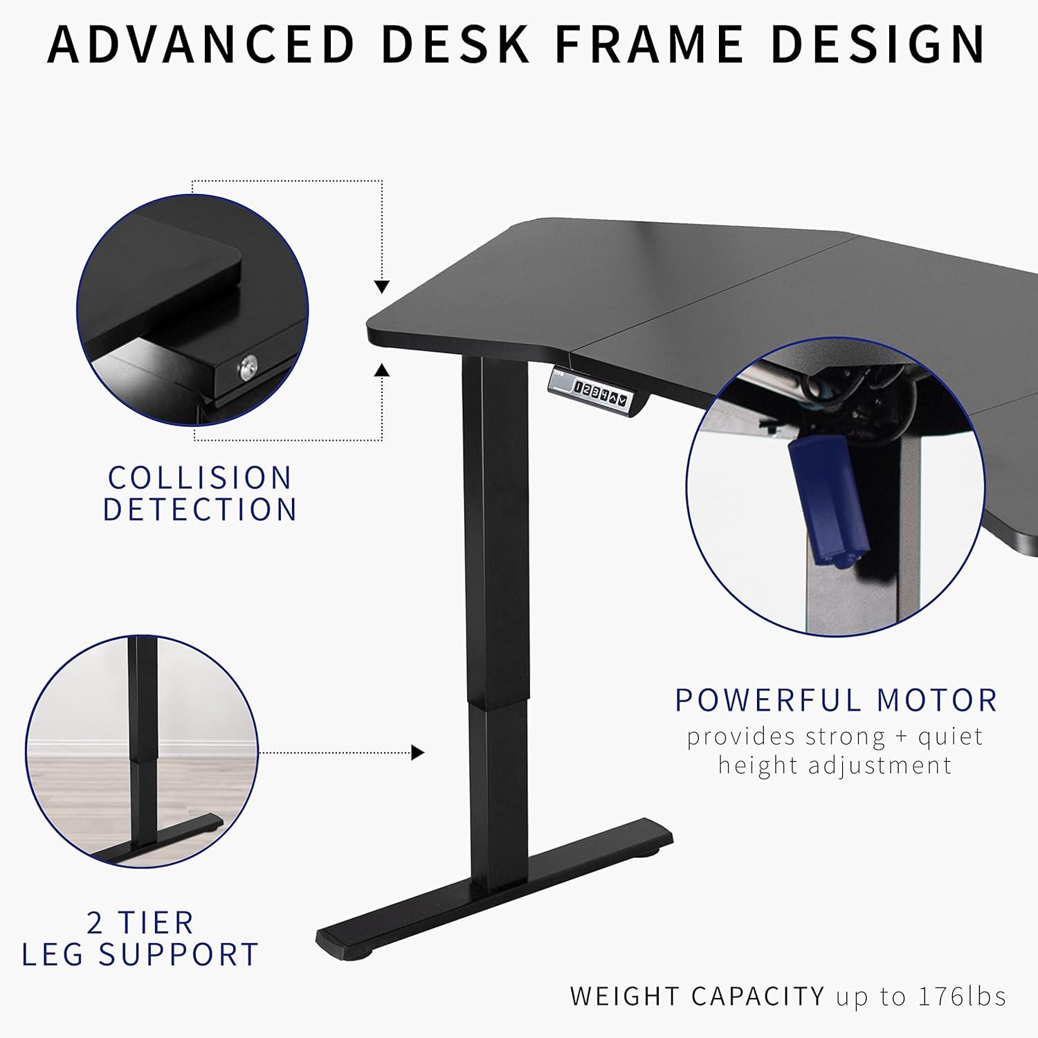 VIVO Corner Electric 71" x 24" Desk, Wing-Shaped Table Top