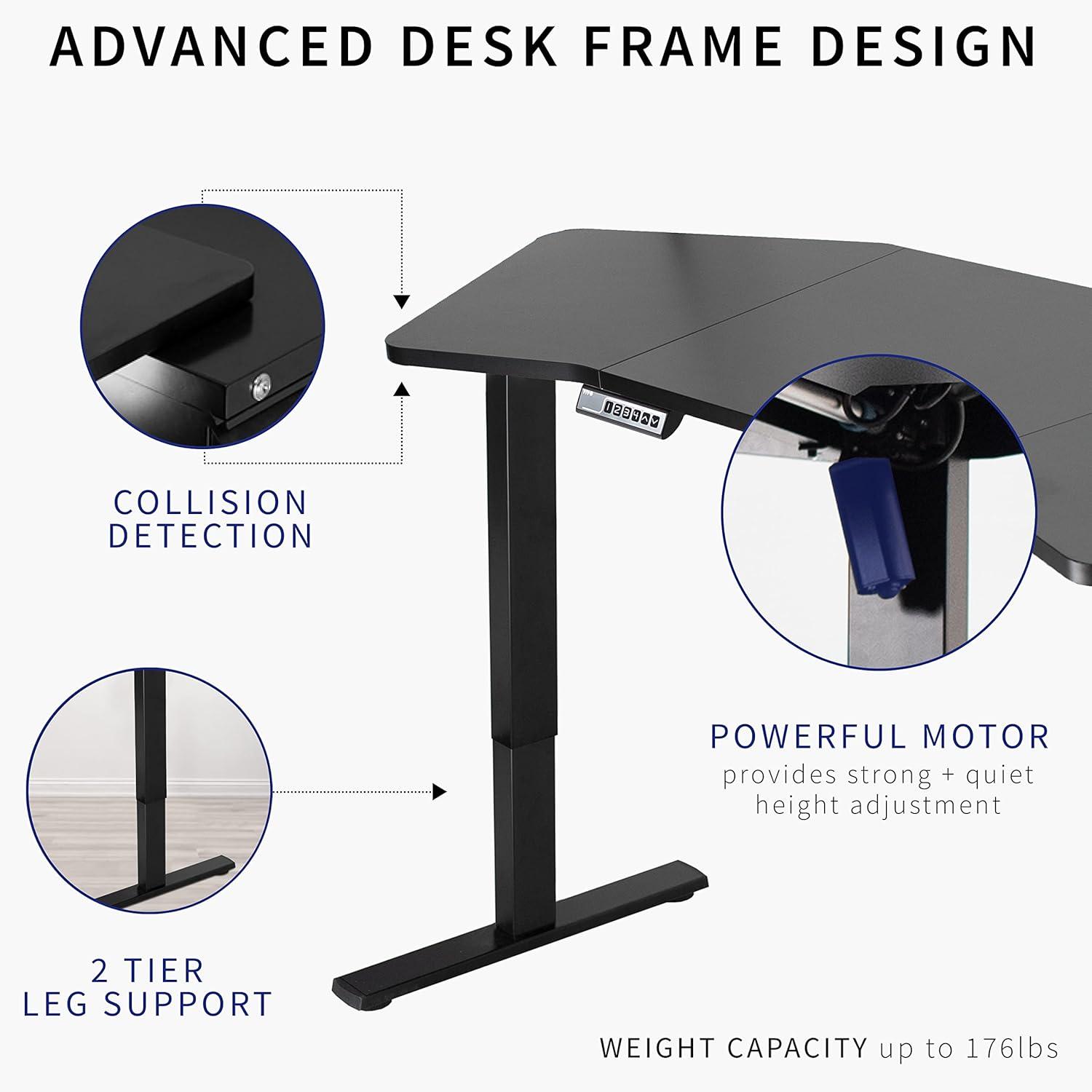 Vivo VIVO Corner Electric 71" x 24" Desk, Wing-Shaped Table Top