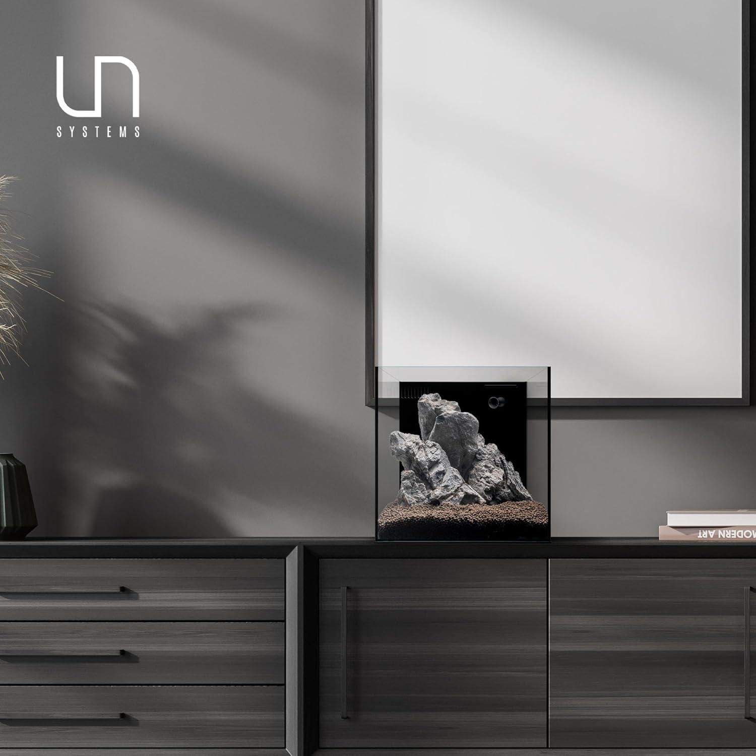 Ultum Nature Systems Dual All in One Complete Rimless Aquarium for Freshwater & Saltwater Tanks, Triple-Chamber Filter System Included, Integrated Fish Tank Kit w/Sleek Design - 11 Gallon, 35A, Black