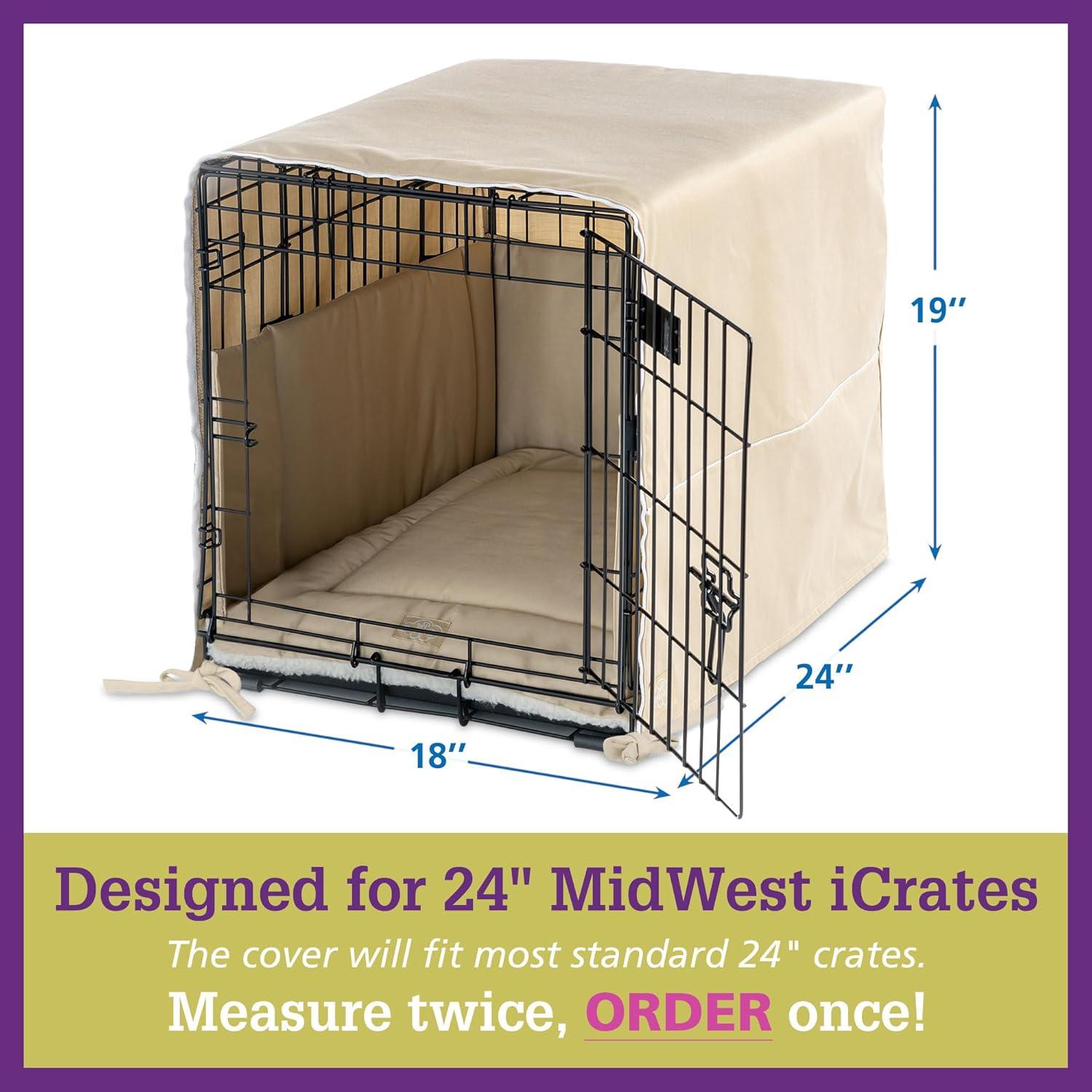Pet Dreams 3-Piece Set Includes Dog Crate Cover, Dog Mat & Bumper Pad- Washable Kennel Bedding fits iCrate Dog Cages 24, 30, 36, 42 Inch Grey, Small, 24"