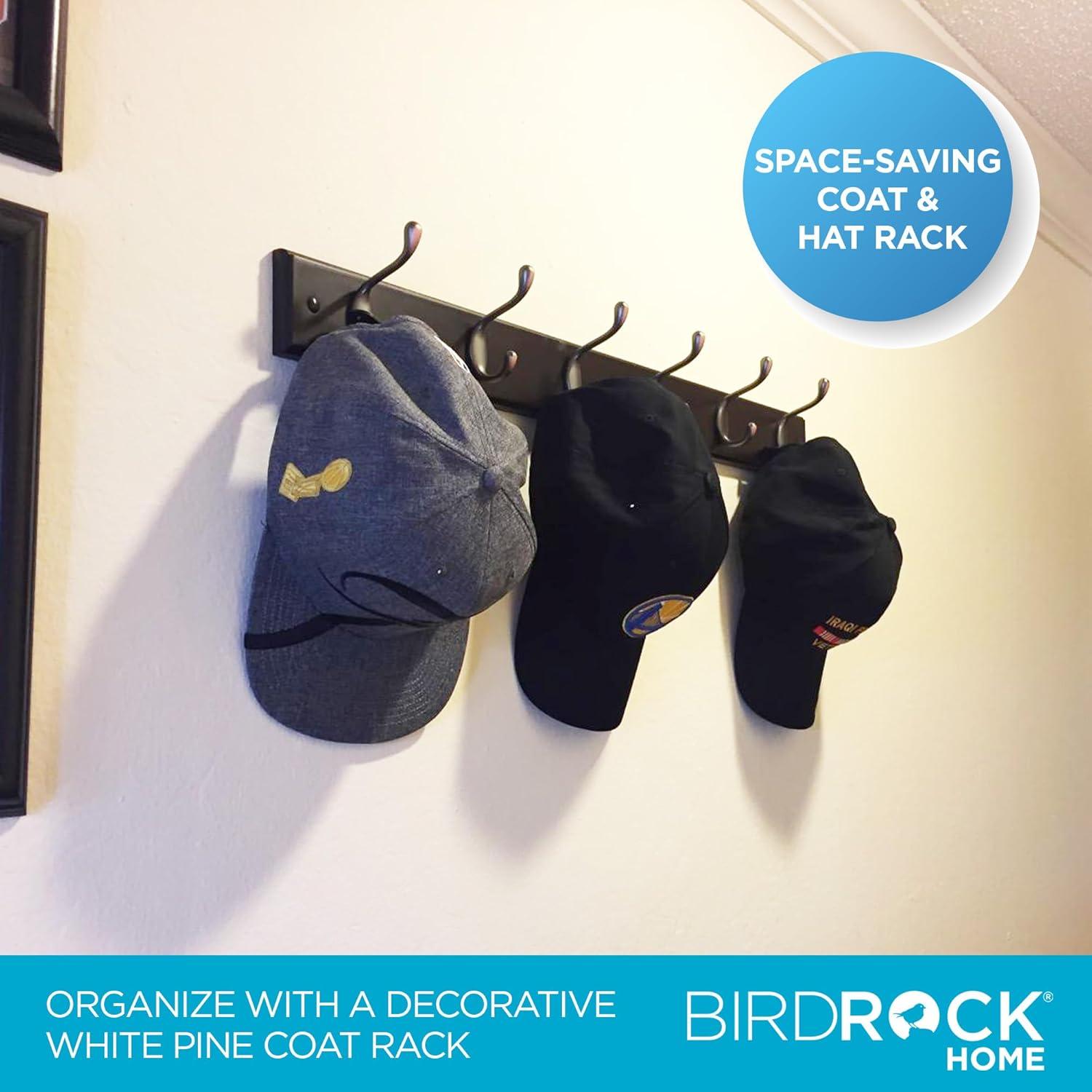 BirdRock Home Hook Coat and Hat Rack - 6 Hooks - 27 Inches - Wall Mount - Oil Rubbed Bronze Hooks - Dark Brown