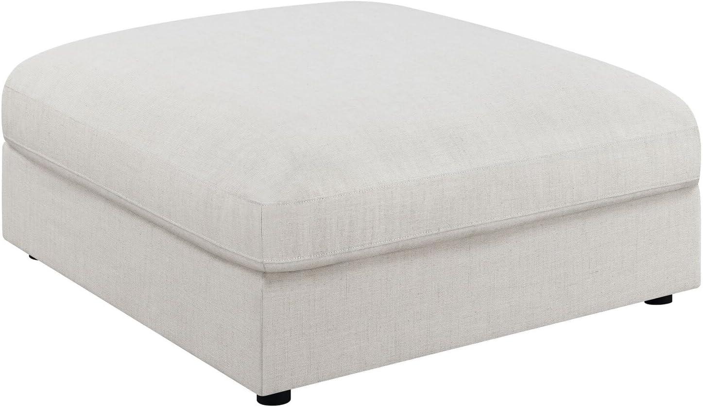 Serene Beige 41" Square Upholstered Transitional Ottoman