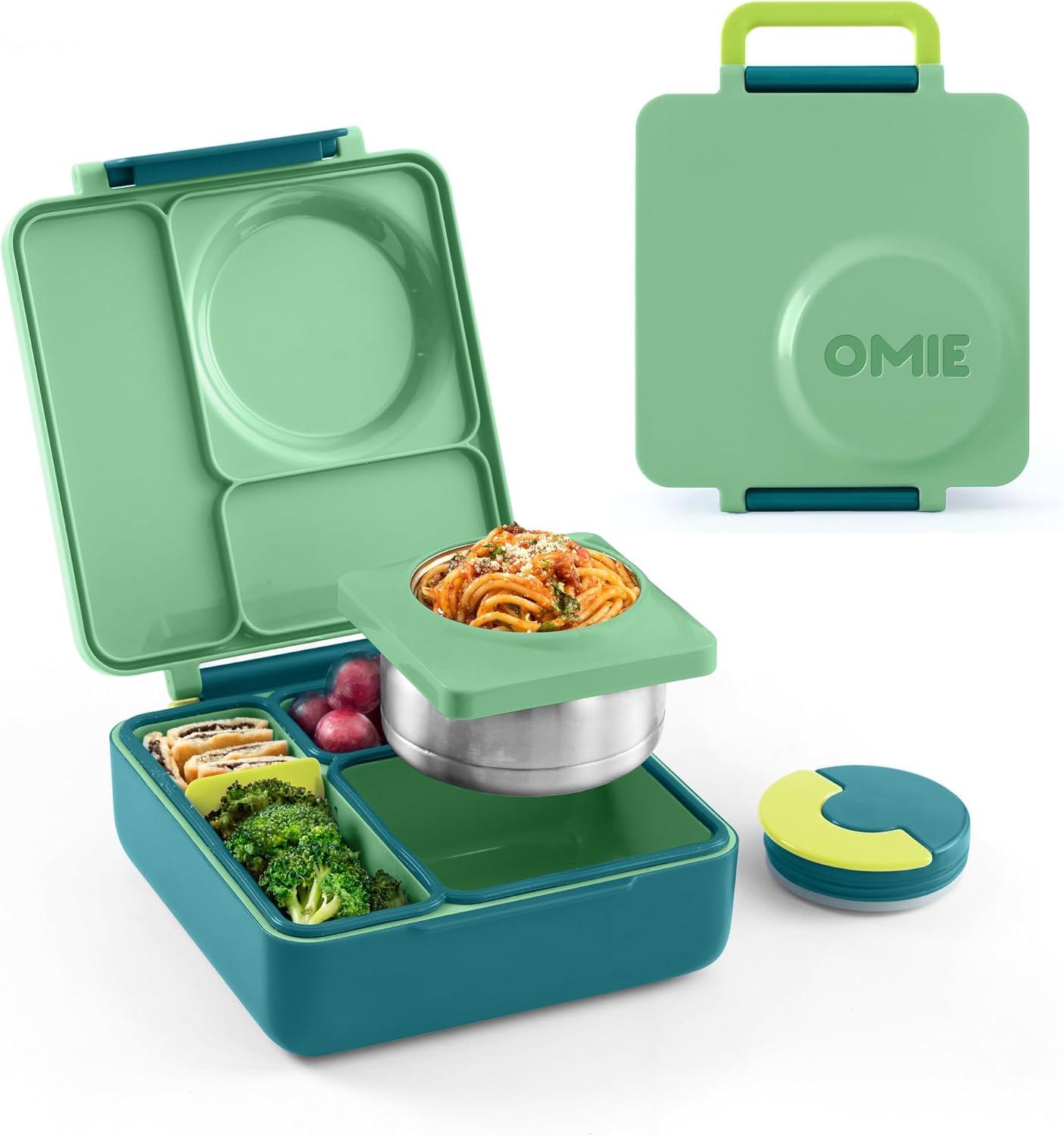 OMIEBox Insulated Bento Lunch Box with Leakproof Thermos Food Jar 3 Compartments