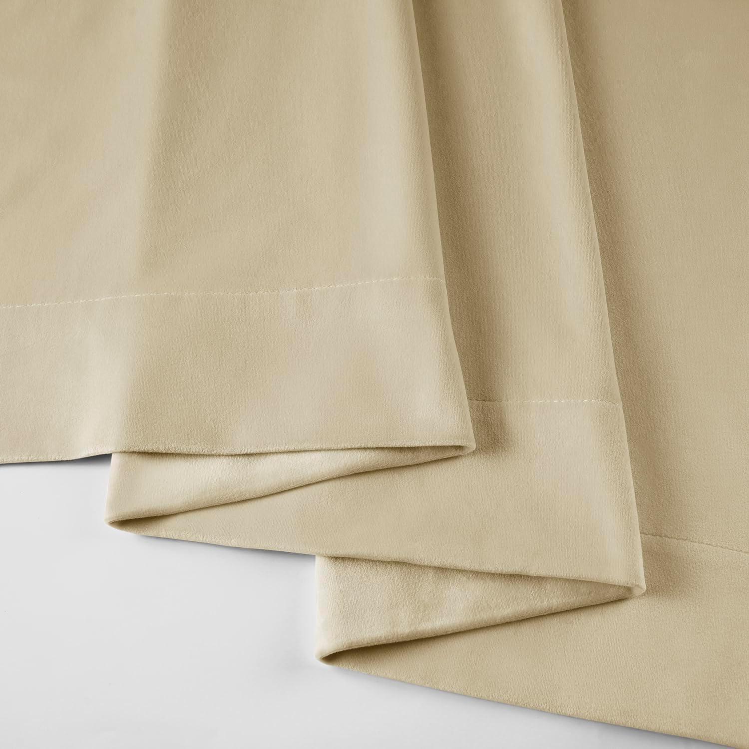 Exclusive Fabrics  Signature Extra Wide Blackout Velvet Curtains (1 Panel) - Luxurious Blackout Drapes Neutral Ground 100 x 84 84 Inches