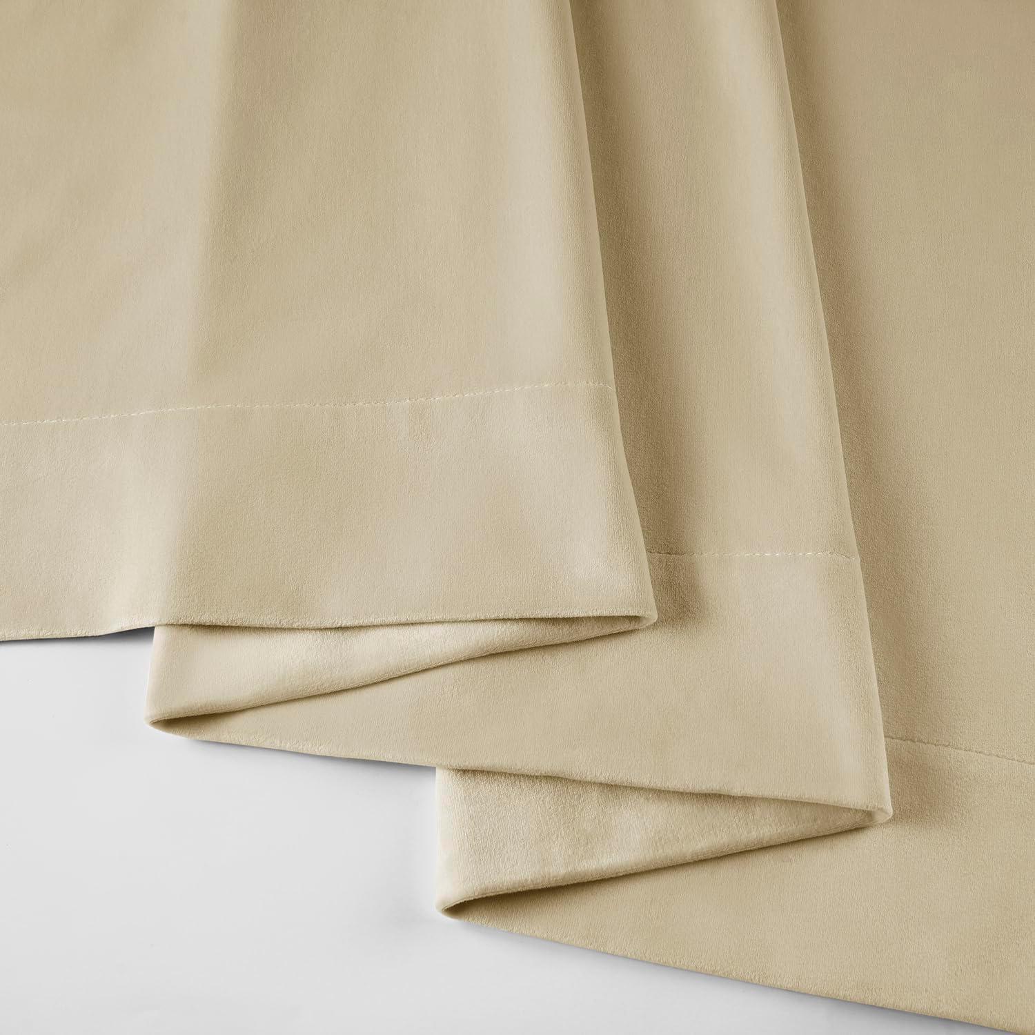 Exclusive Fabrics  Signature Extra Wide Blackout Velvet Curtains (1 Panel) - Luxurious Blackout Drapes Neutral Ground 100 x 84 84 Inches