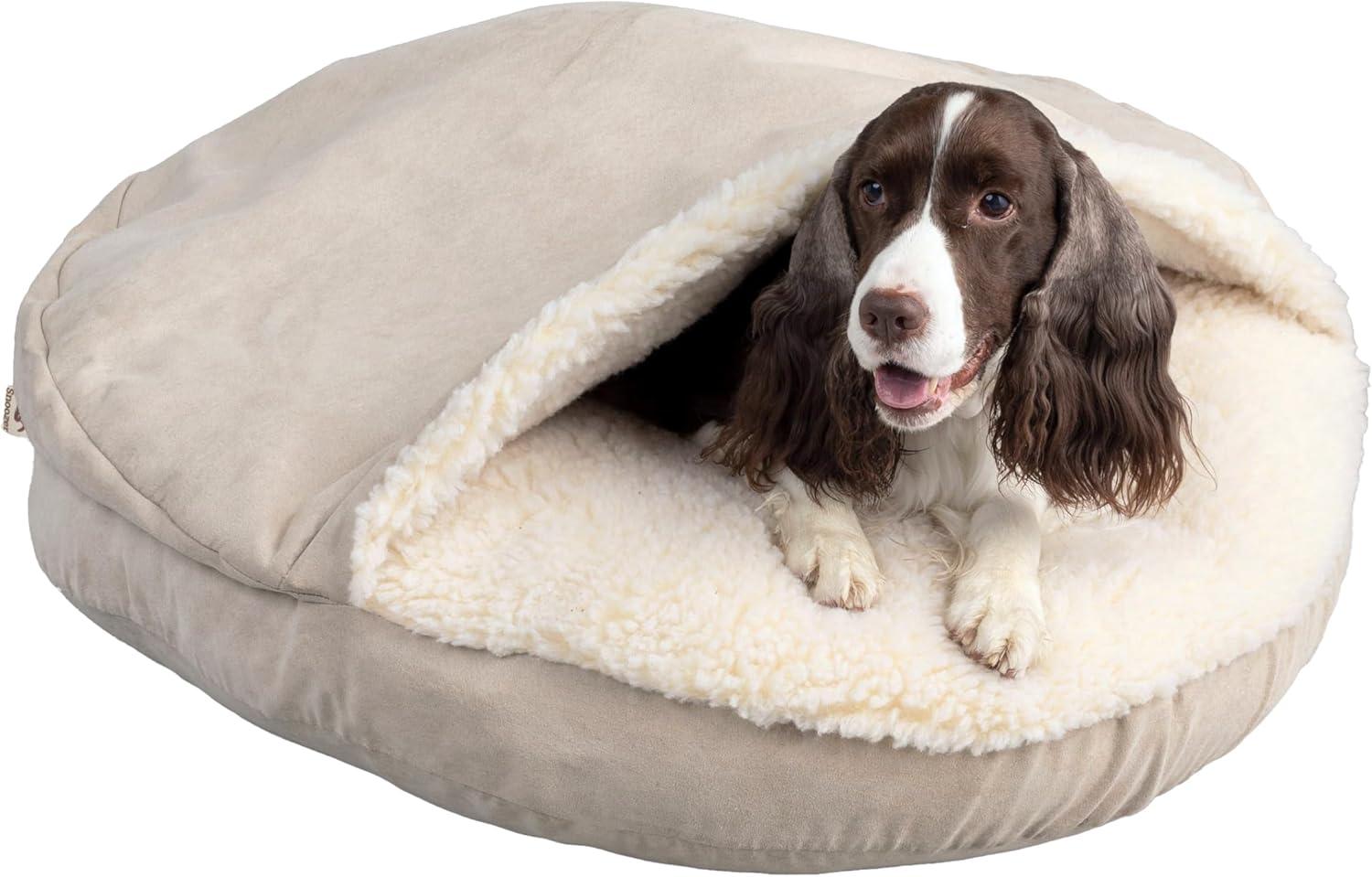 Snoozer Cozy Cave Luxury Hooded Microsuede Pet Bed