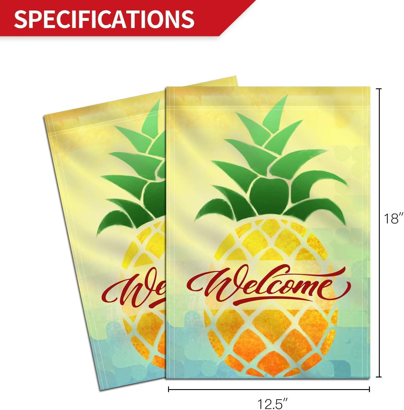 Anley Cartoon Pineapple Welcome Decorative Spring Summer Garden Flags Double Sided18 x 12.5 Inch