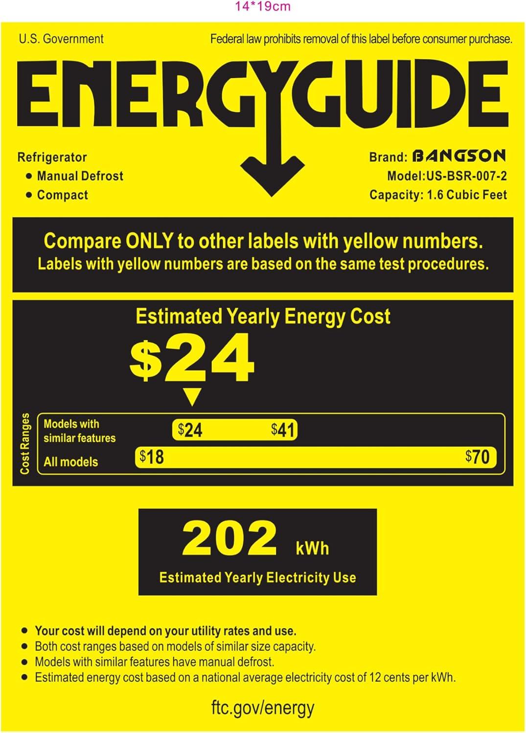BANGSON BANGSON 1.6 Cu.Ft Mini Fridge With Freezer US-BSR-008