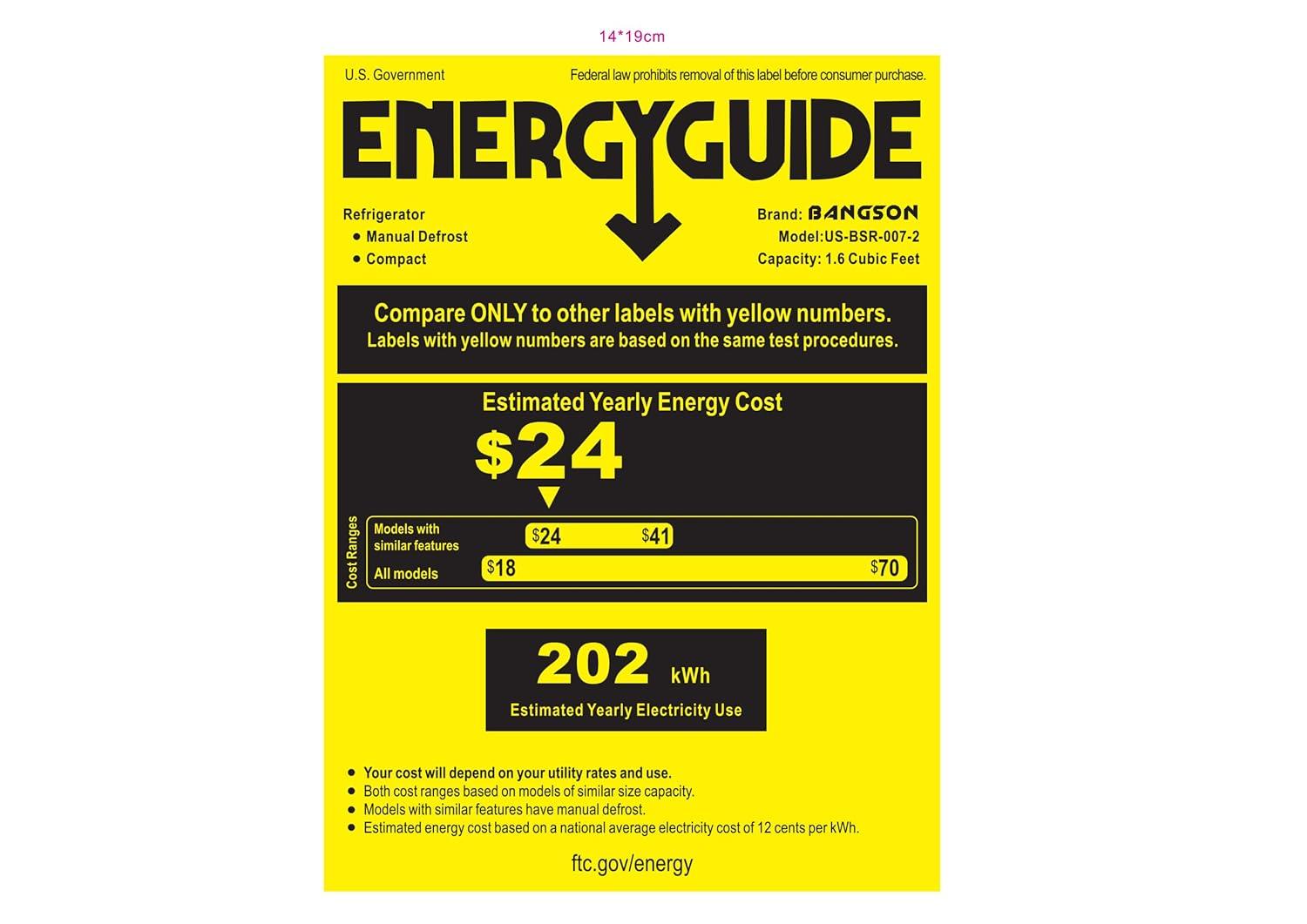 BANGSON BANGSON 1.6 Cu.Ft Mini Fridge With Freezer US-BSR-008