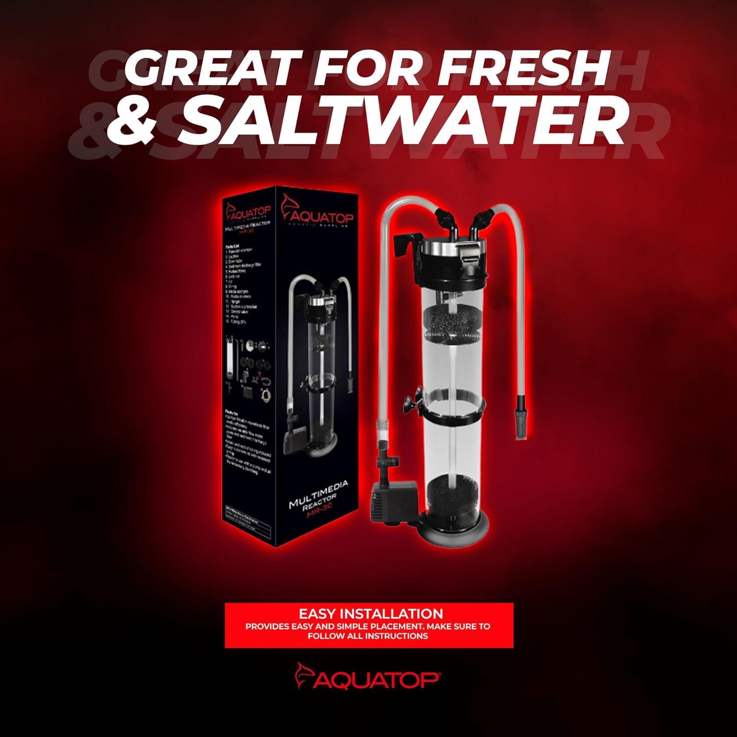 Aquatop 152GPH Aquarium Media Reactor with pump, 50-200 Gallon Fish Tank Capacity, MR-30