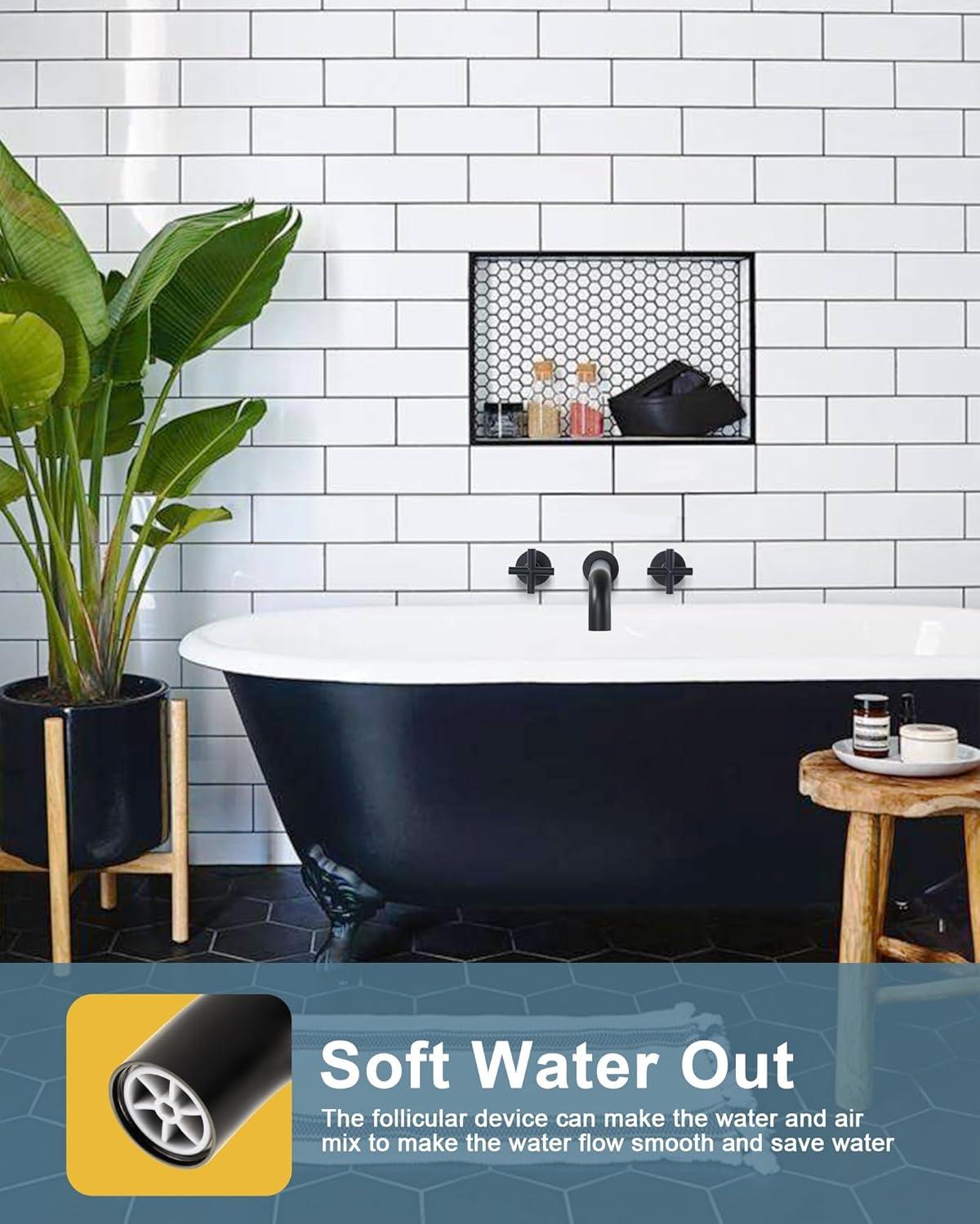 2-Handle 3-Hole Wall Mounted Roman Tub Faucet With 360° Swivel Spout