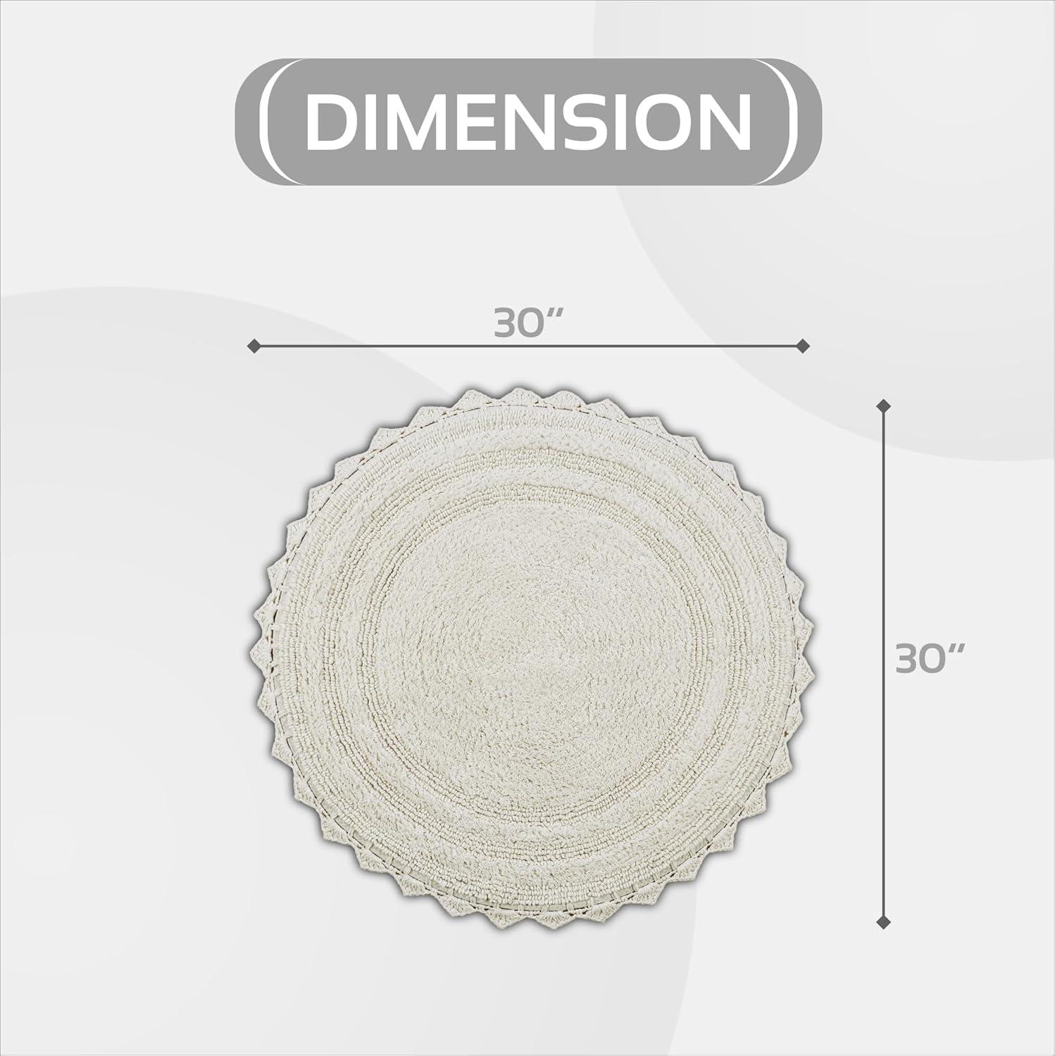 Better Trends Lilly Crochet 100% Cotton Tufted Reversible Bath Rug 30" Round - Ivory