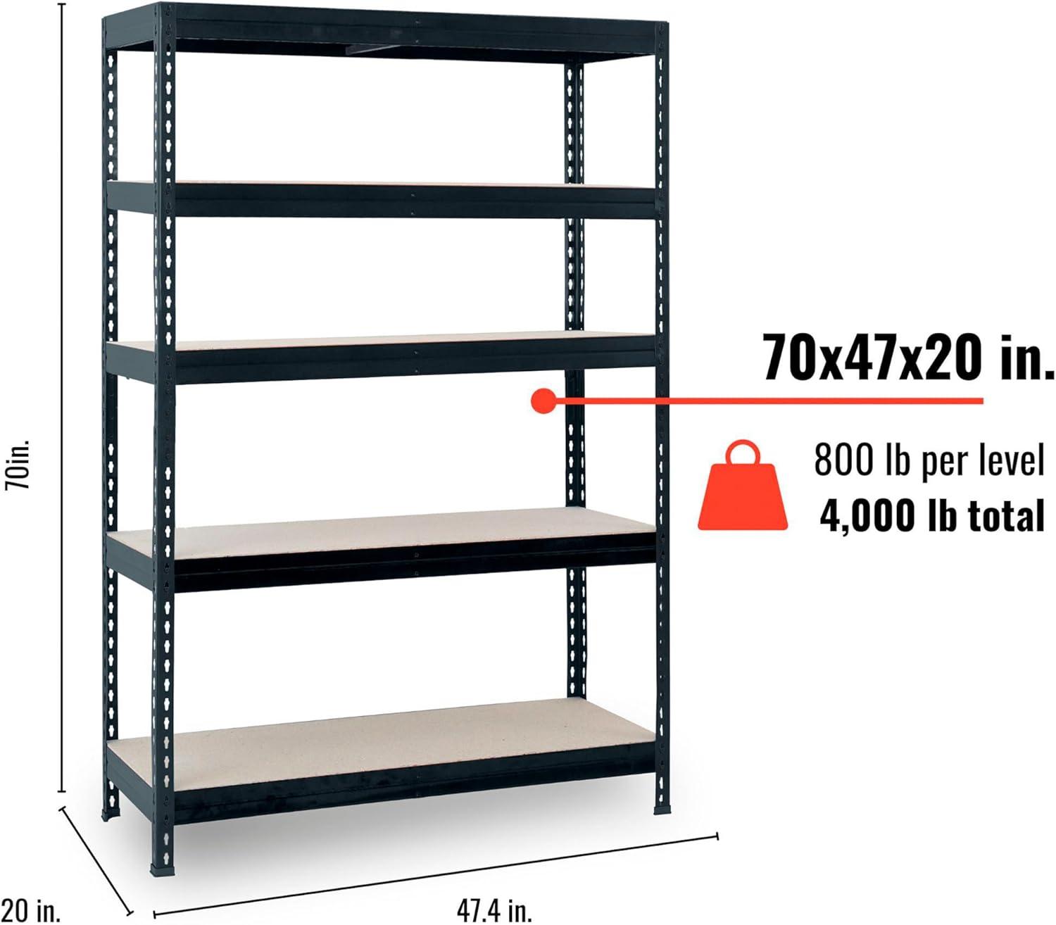 Heavy-Duty Steel 5-Shelf Garage Storage Unit, 48in x 20in x 70in