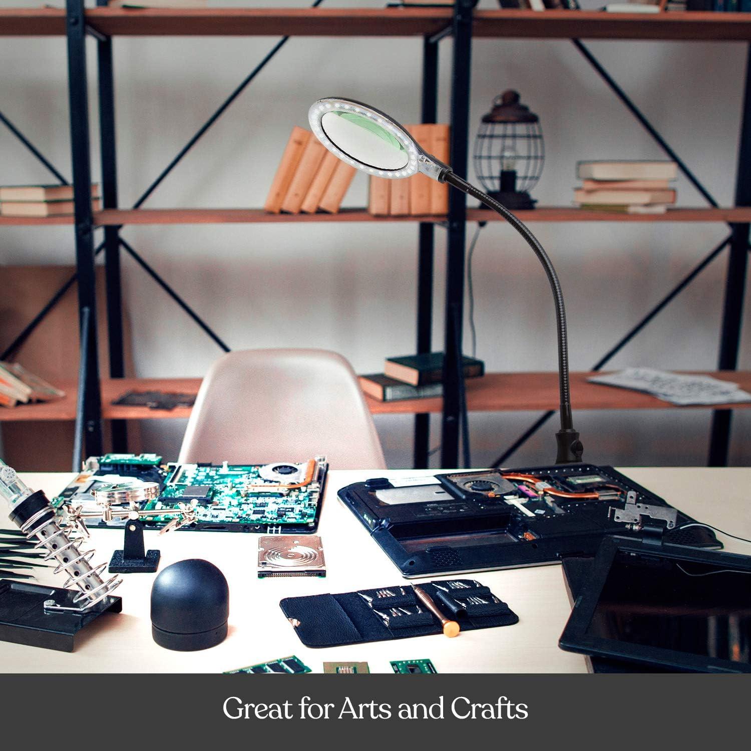 Brightech Lightview Pro 23.5 in. Adjustable Gooseneck Magnifying Desk Lamp