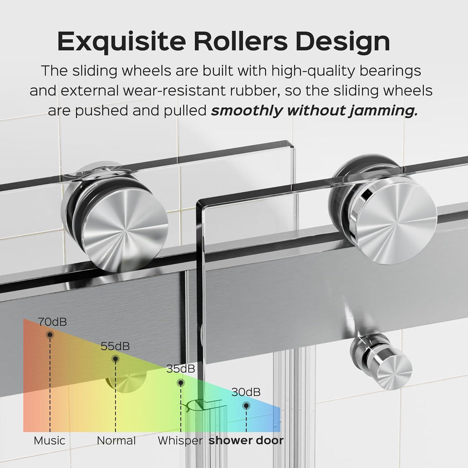 LILI 56-60"W x 76"H Dual Sliding Shower Door, Modern Style AADSH5676LL