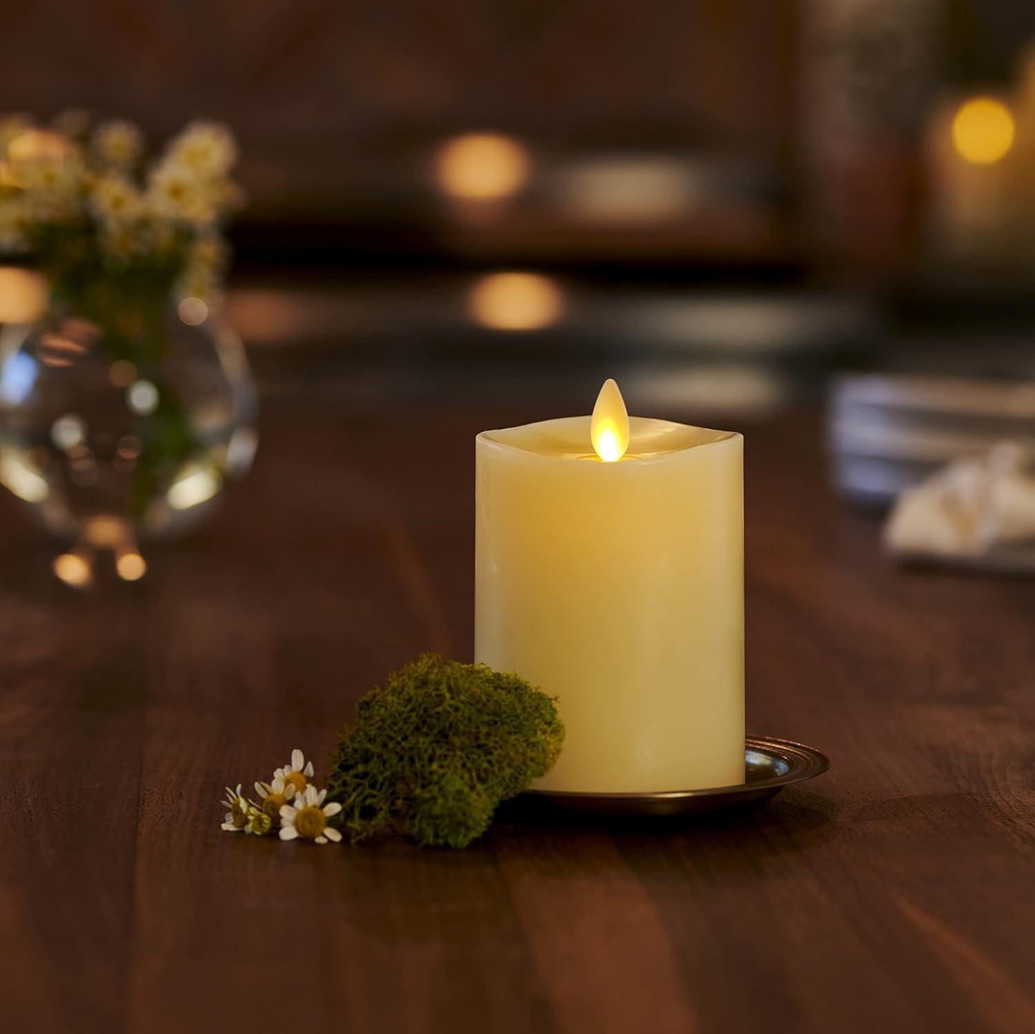 Ivory Matte Flameless LED Pillar Candle with Timer