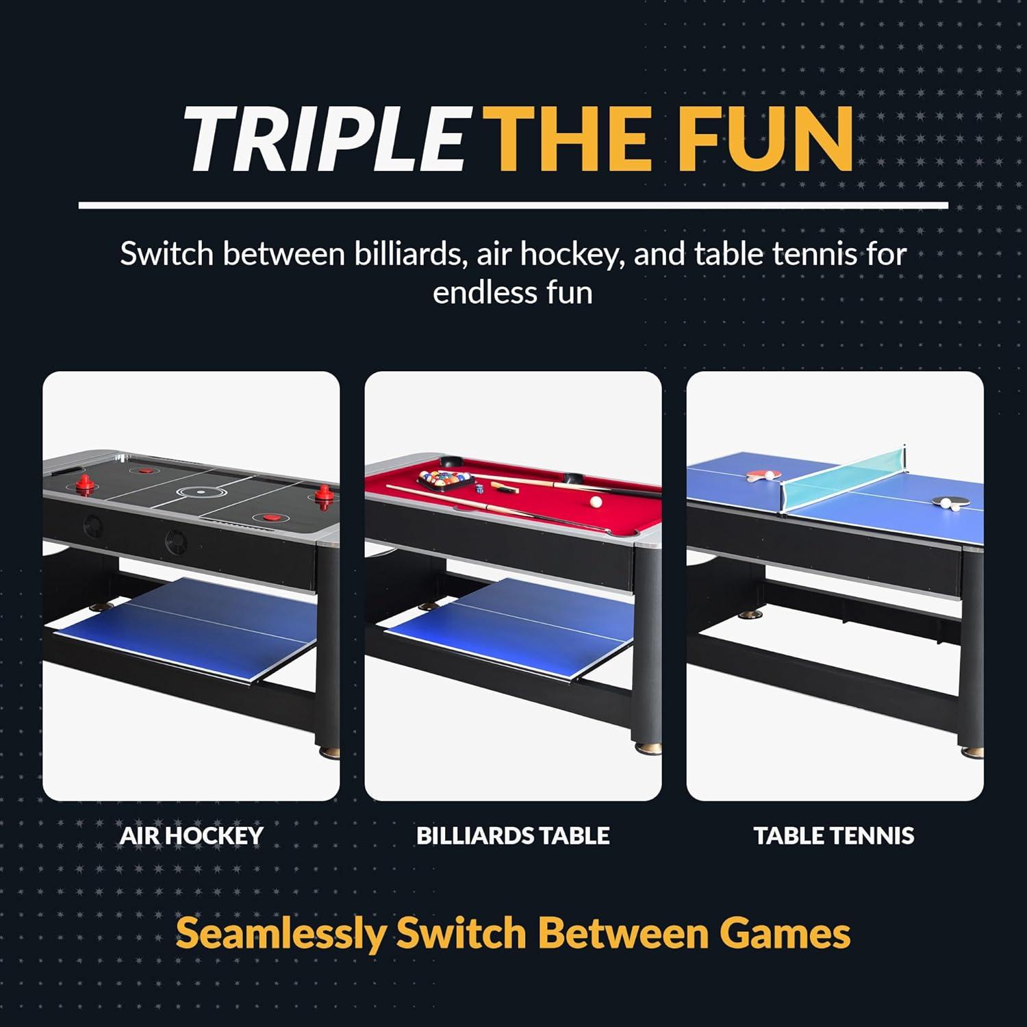 Triple Threat 3-in-1 72" Multi Game Table