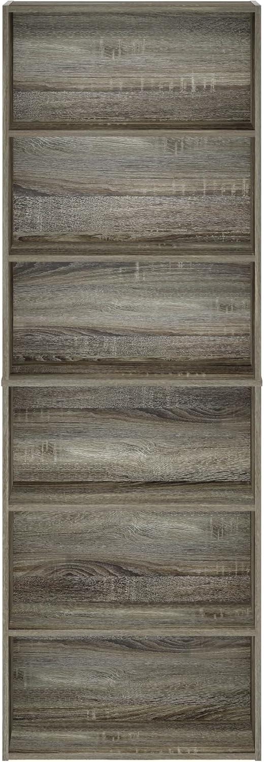 Furinno JAYA Simply Home Free Standing Adjustable 6-Tier Open Storage Bookcase, French Oak